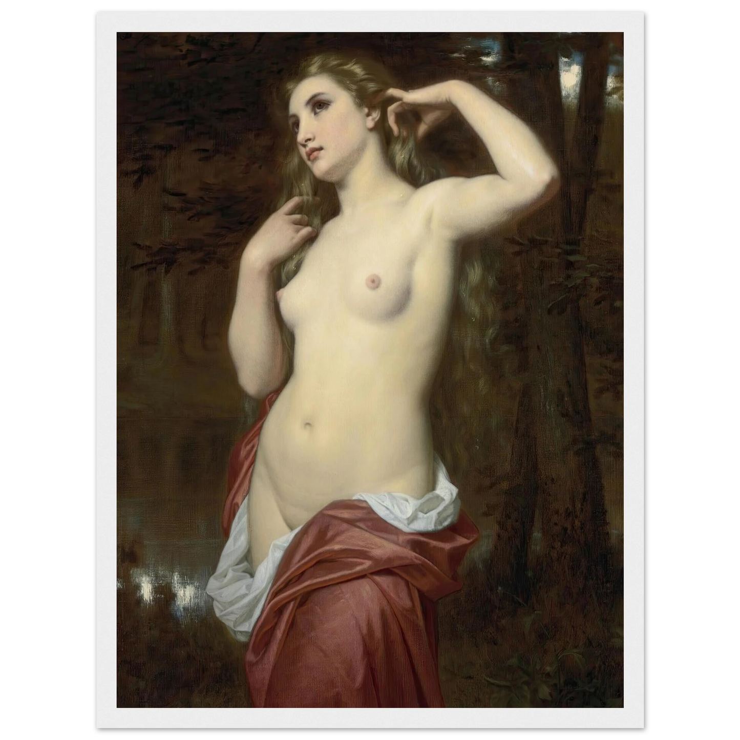 The Bather (1870) Art Print | Hugues Merle - Framed Poster - 30x40 cm / 12x16″ - Black frame