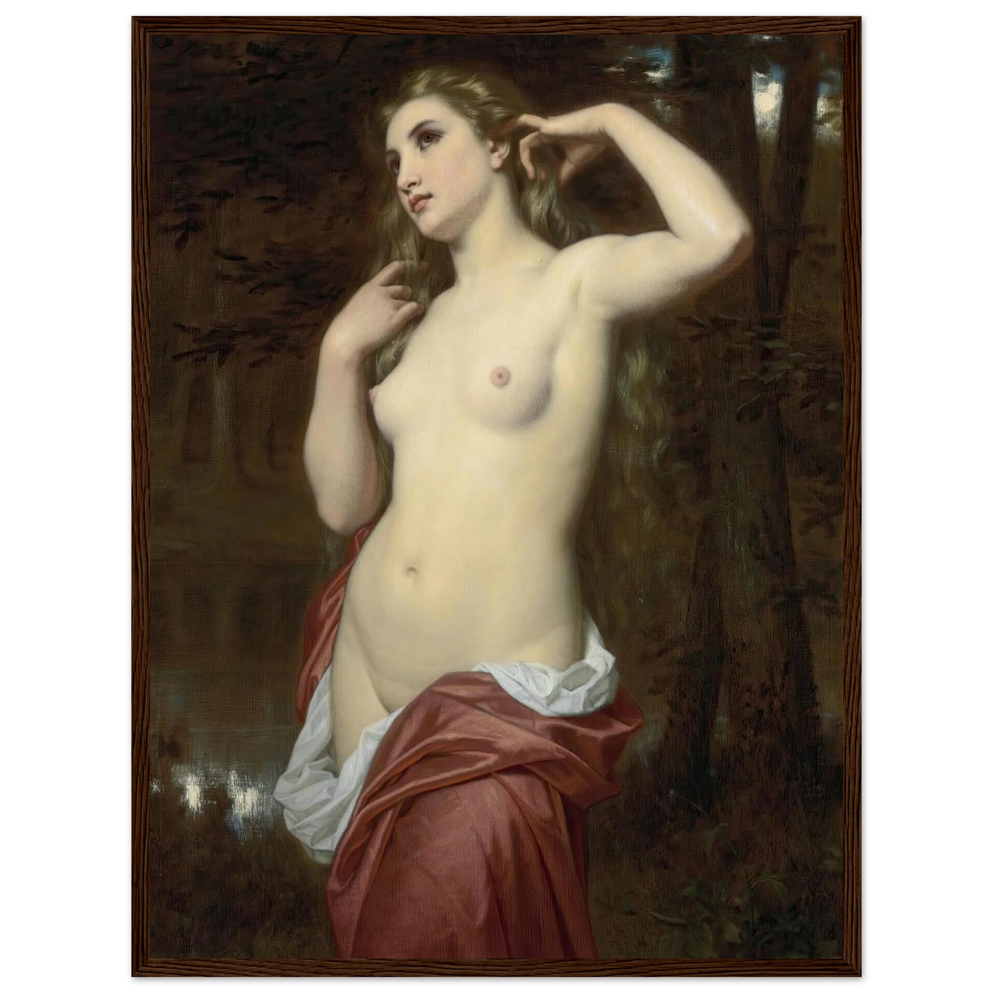 The Bather (1870) Art Print | Hugues Merle - Framed Poster - 30x40 cm / 12x16″ - Black frame