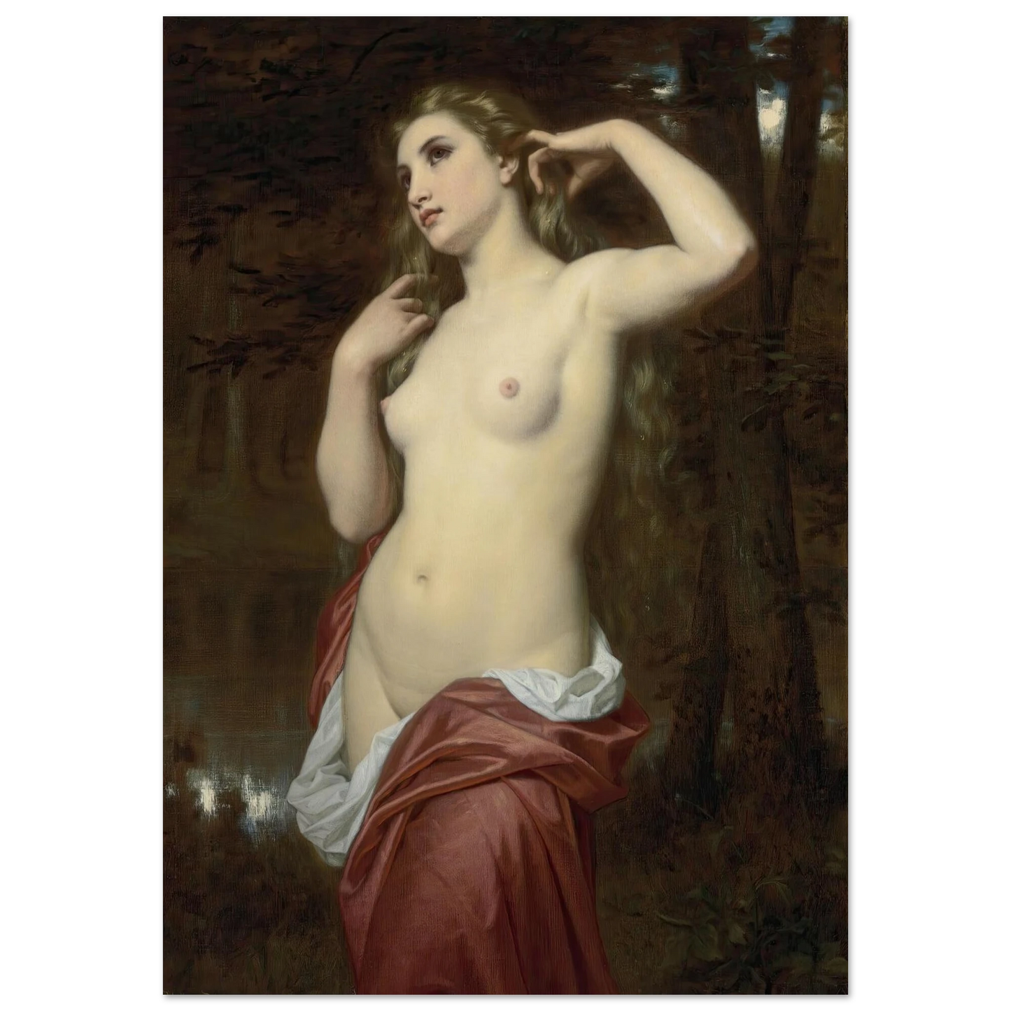The Bather (1870) Art Print | Hugues Merle - Framed Poster - 30x40 cm / 12x16″ - Black frame