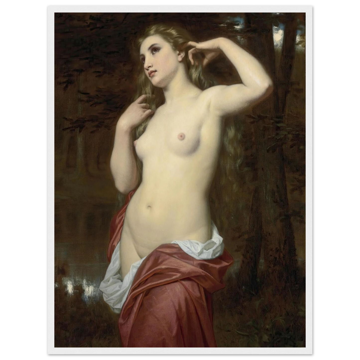 The Bather (1870) Art Print | Hugues Merle - Framed Poster - 30x40 cm / 12x16″ - Black frame