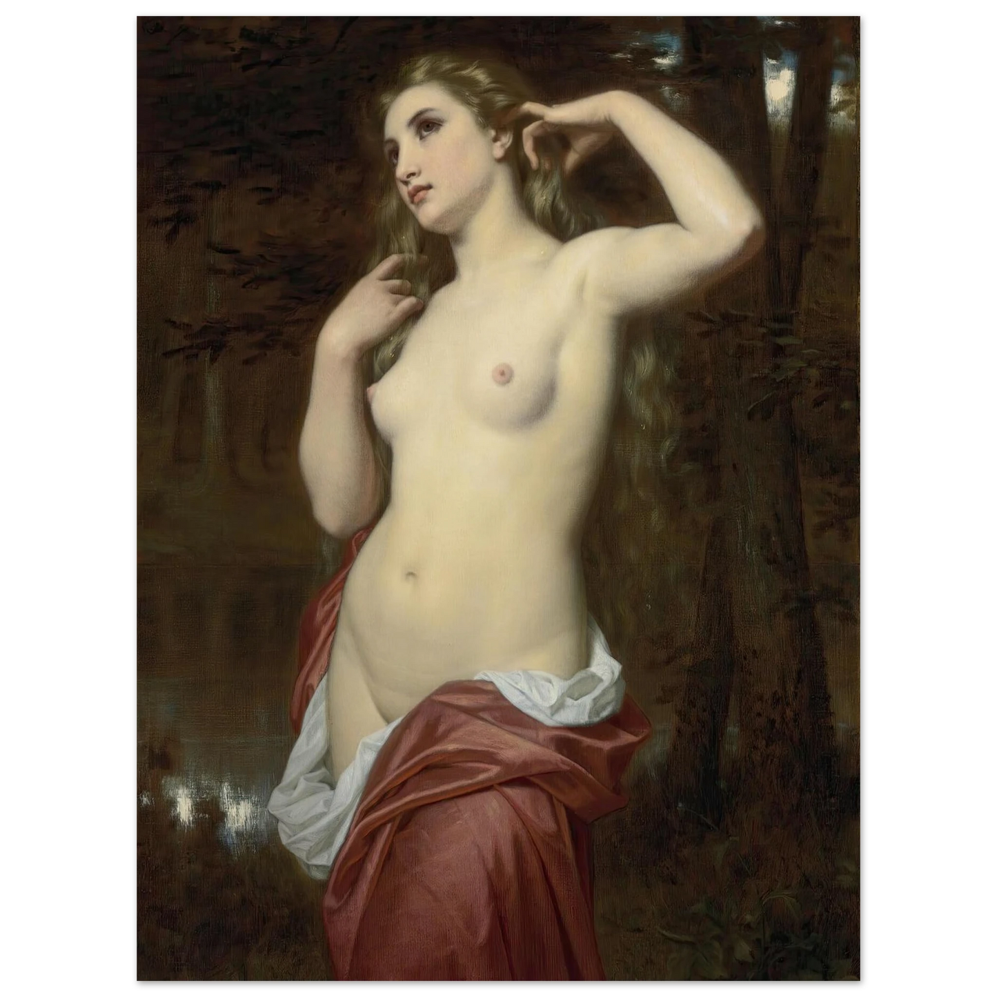 The Bather (1870) Art Print | Hugues Merle - Framed Poster - 30x40 cm / 12x16″ - Black frame