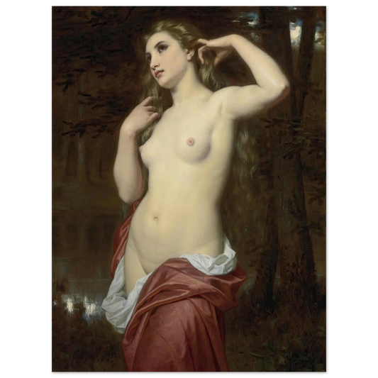 The Bather (1870) Art Print | Hugues Merle - Framed Poster - 30x40 cm / 12x16″ - Black frame