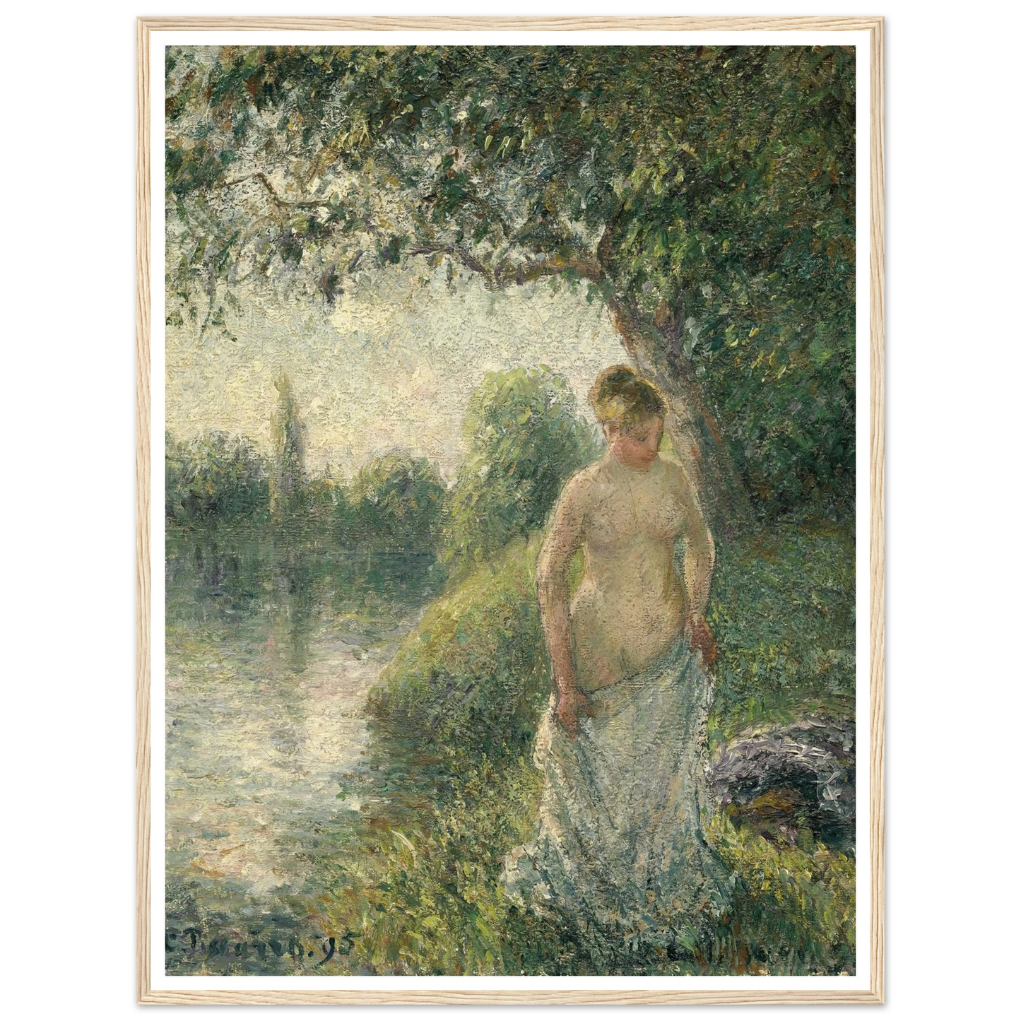 The Bather (1895) Art Print | Camille Pissarro - Framed Poster - 30x40 cm / 12x16″ - Black frame