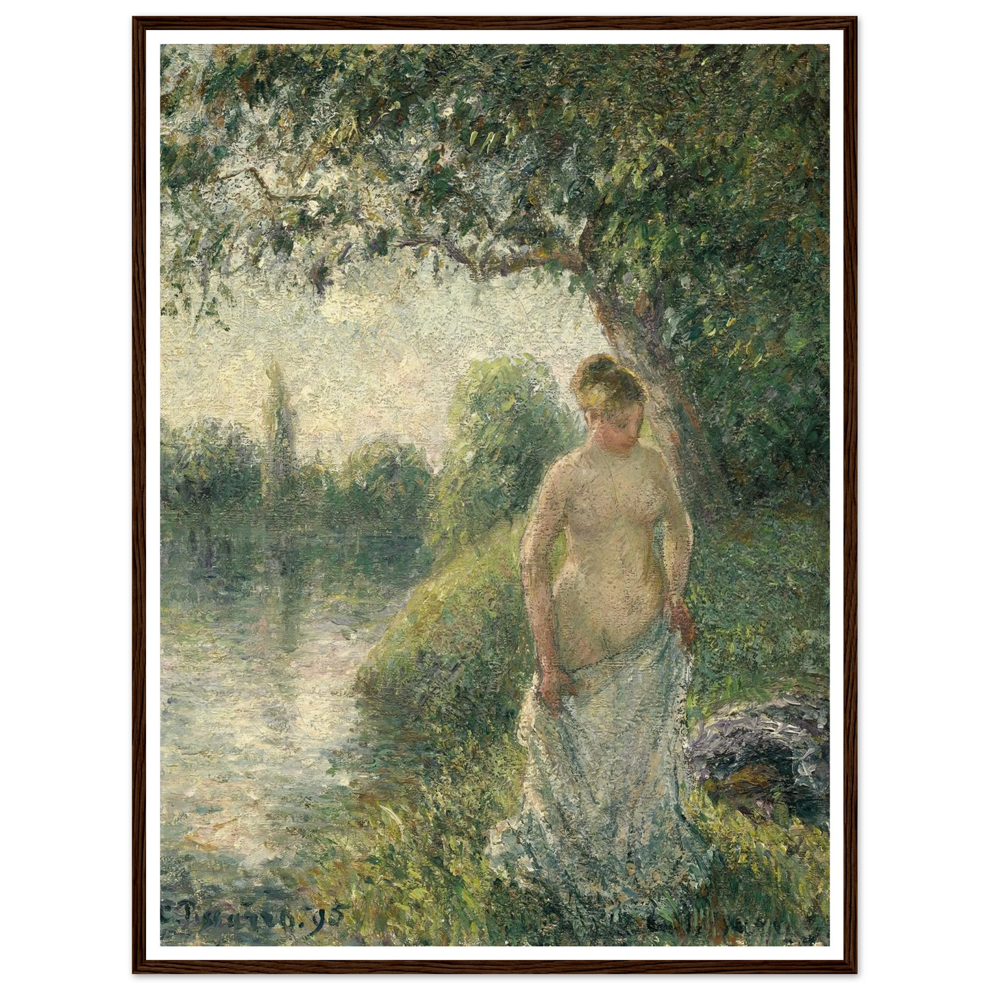 The Bather (1895) Art Print | Camille Pissarro - Framed Poster - 30x40 cm / 12x16″ - Black frame