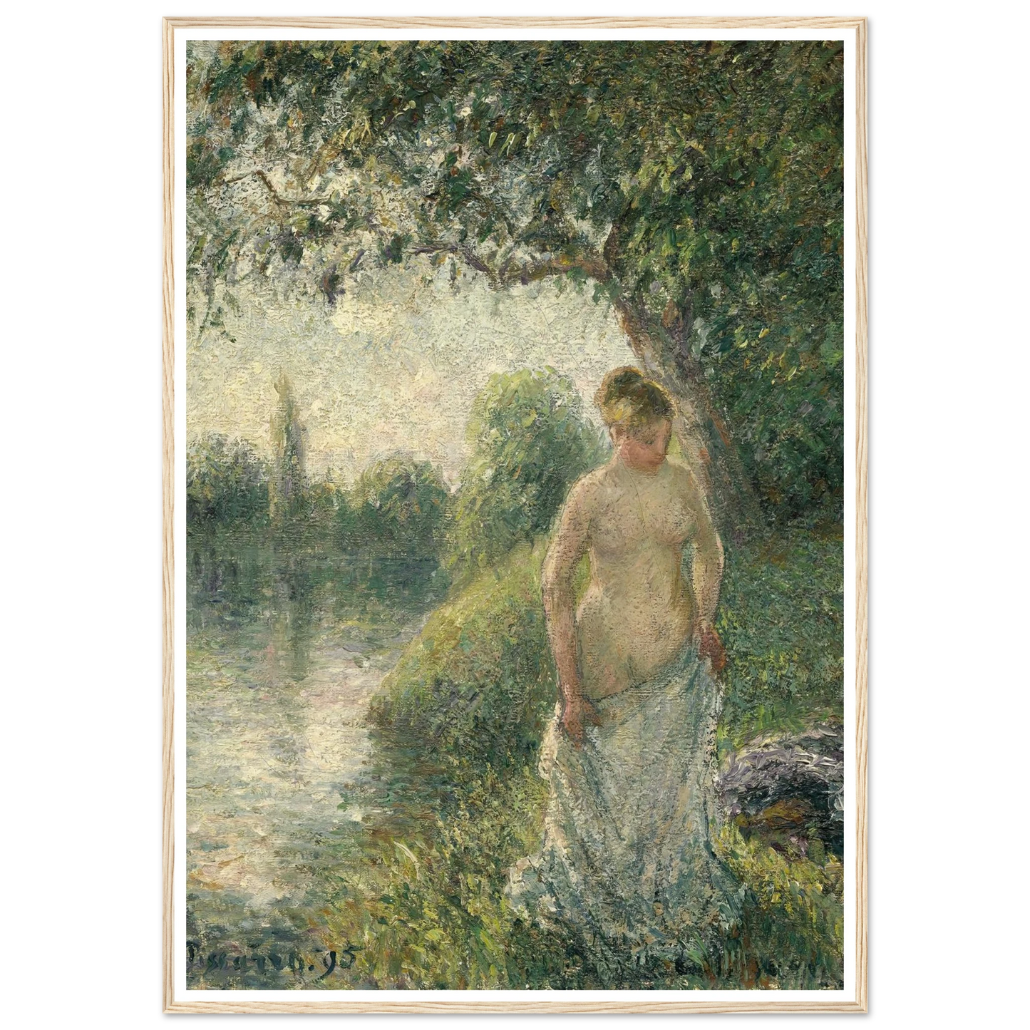 The Bather (1895) Art Print | Camille Pissarro - Framed Poster - 30x40 cm / 12x16″ - Black frame
