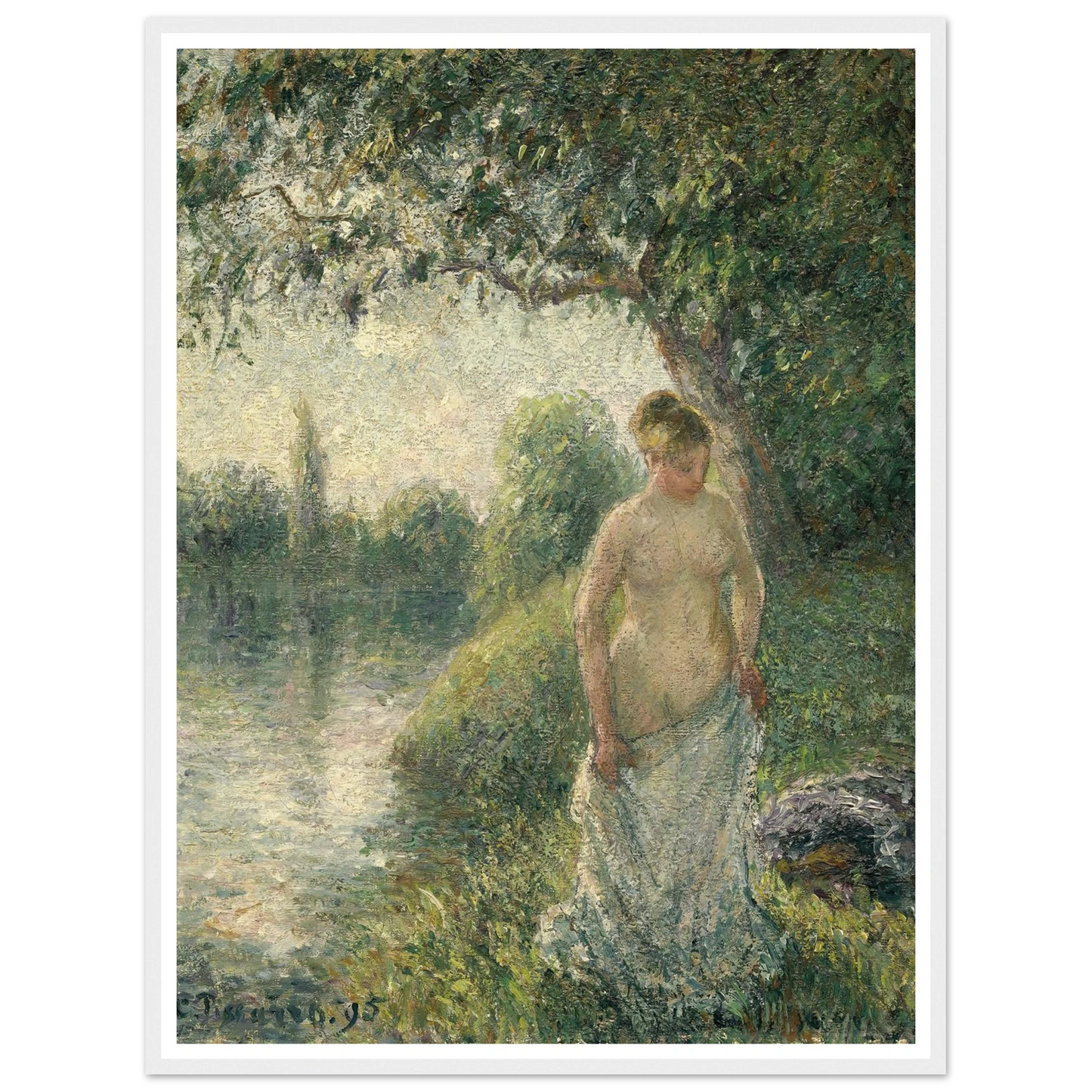 The Bather (1895) Art Print | Camille Pissarro - Framed Poster - 30x40 cm / 12x16″ - Black frame