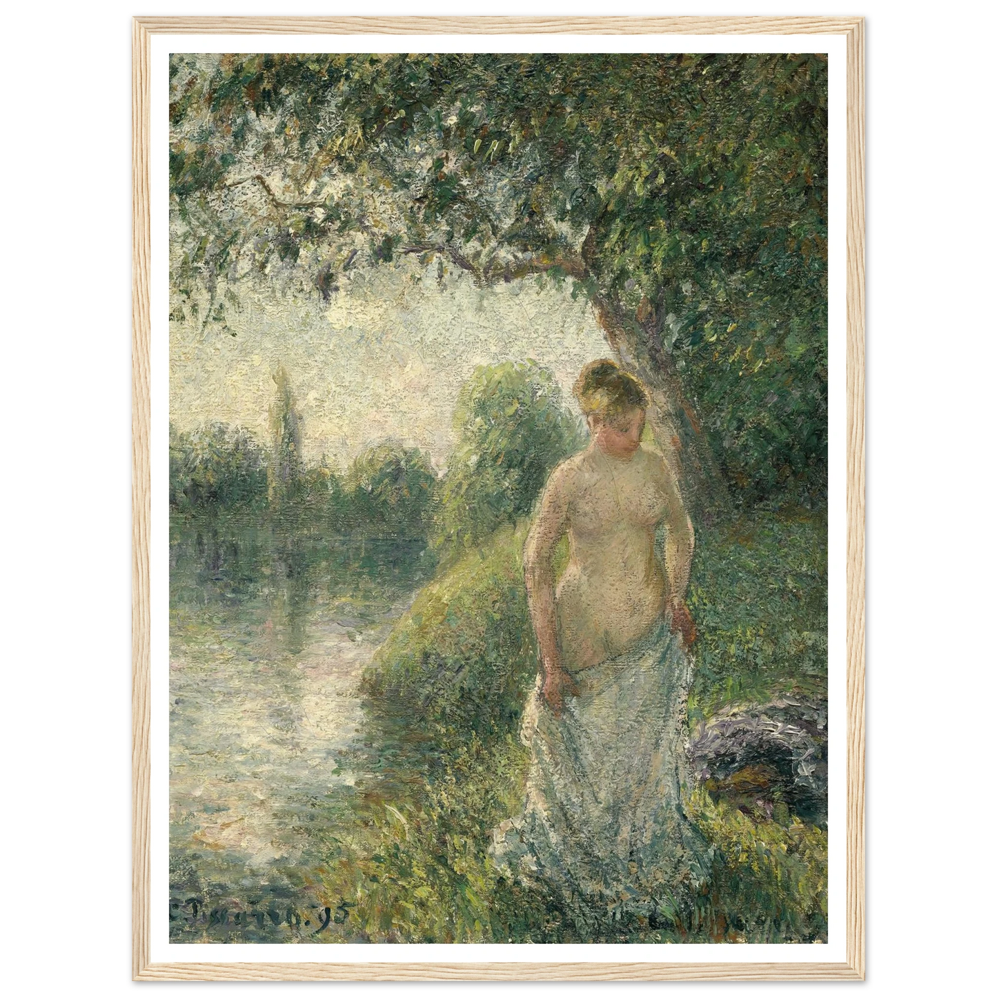 The Bather (1895) Art Print | Camille Pissarro - Framed Poster - 30x40 cm / 12x16″ - Black frame