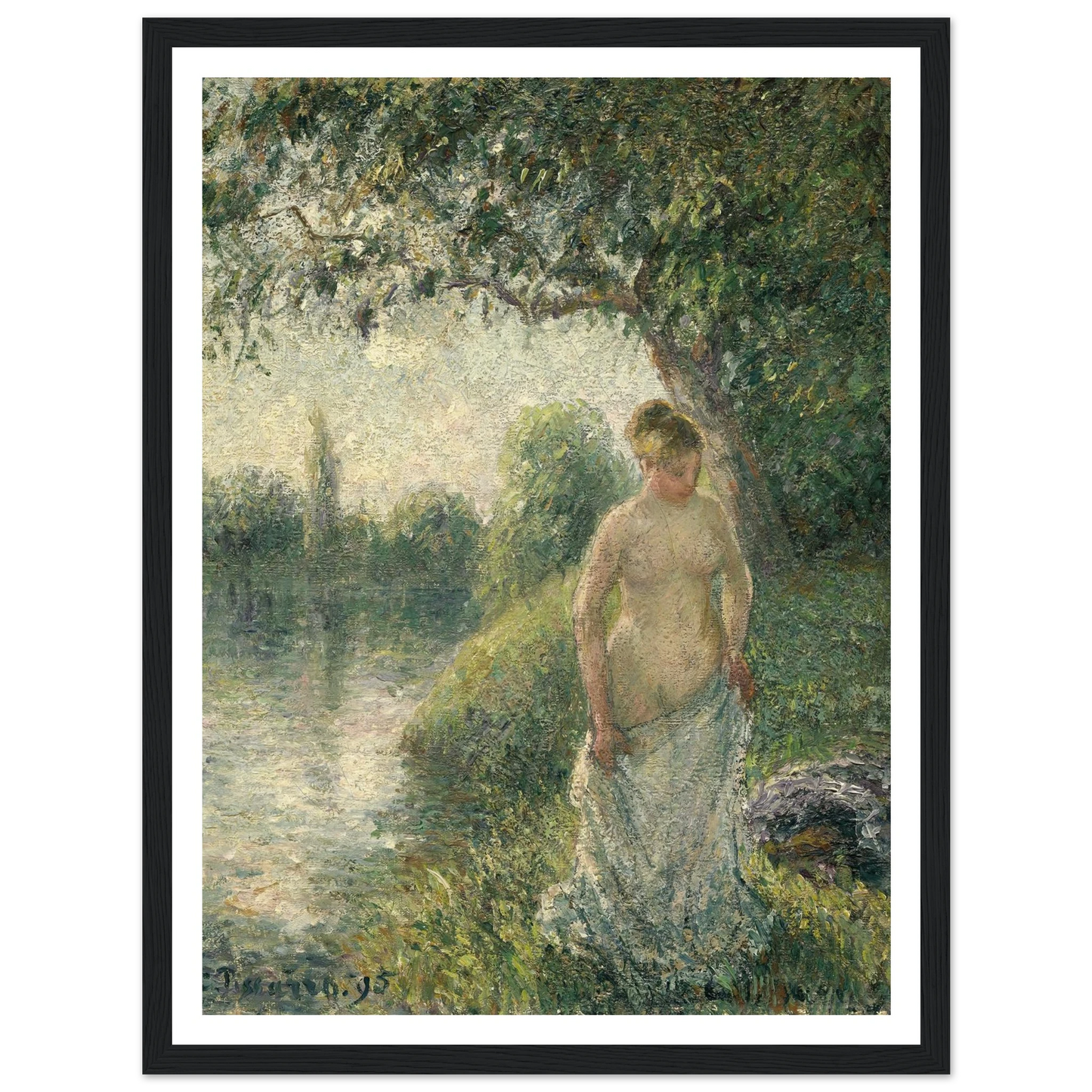 The Bather (1895) Art Print | Camille Pissarro - Framed Poster - 30x40 cm / 12x16″ - Black frame