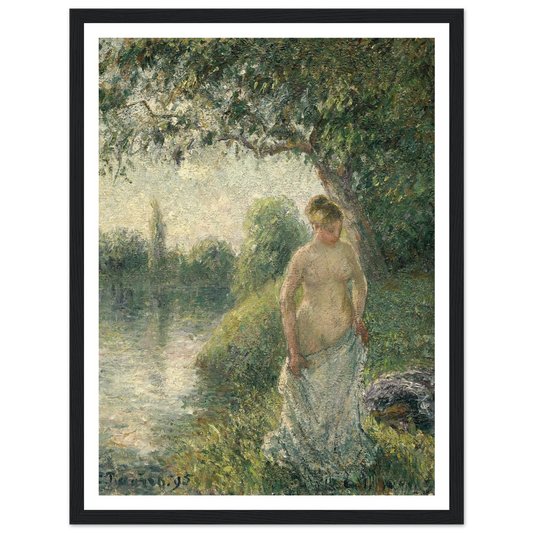 The Bather (1895) Art Print | Camille Pissarro - Framed Poster - 30x40 cm / 12x16″ - Black frame