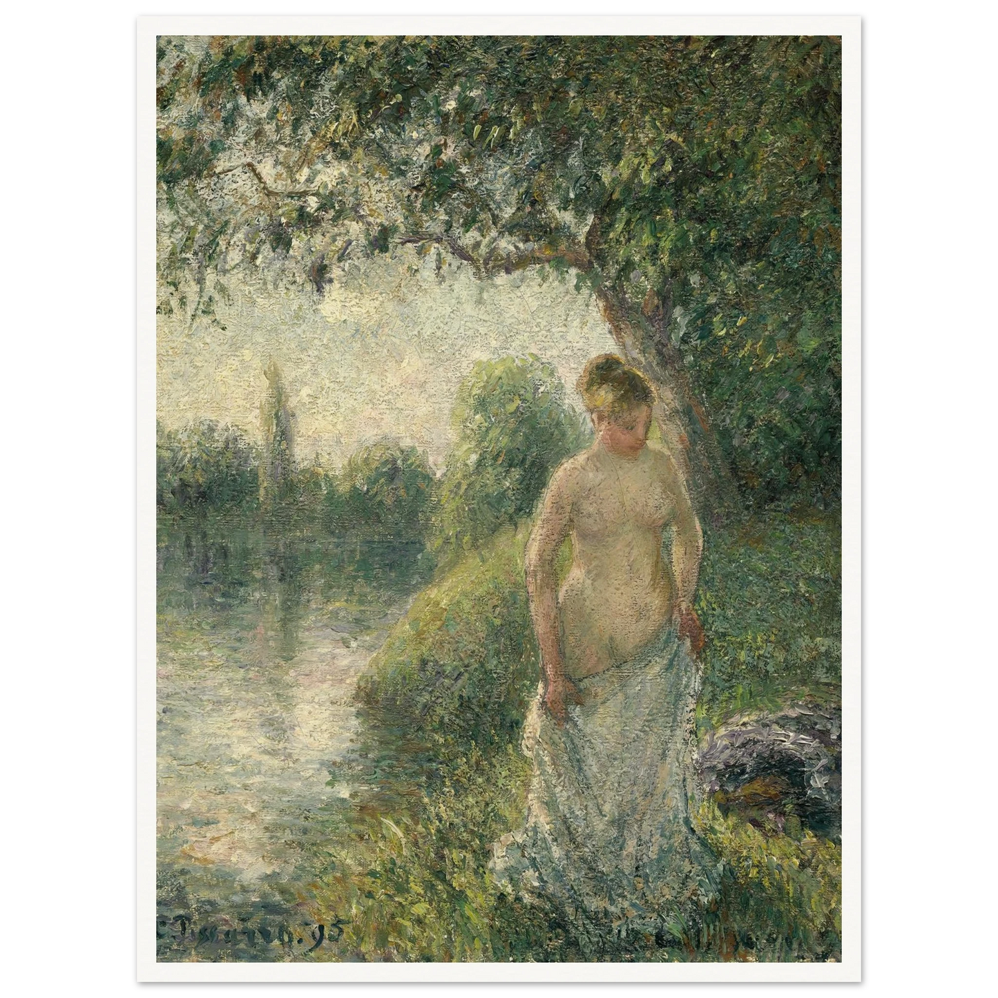 The Bather (1895) Art Print | Camille Pissarro - Framed Poster - 30x40 cm / 12x16″ - Black frame
