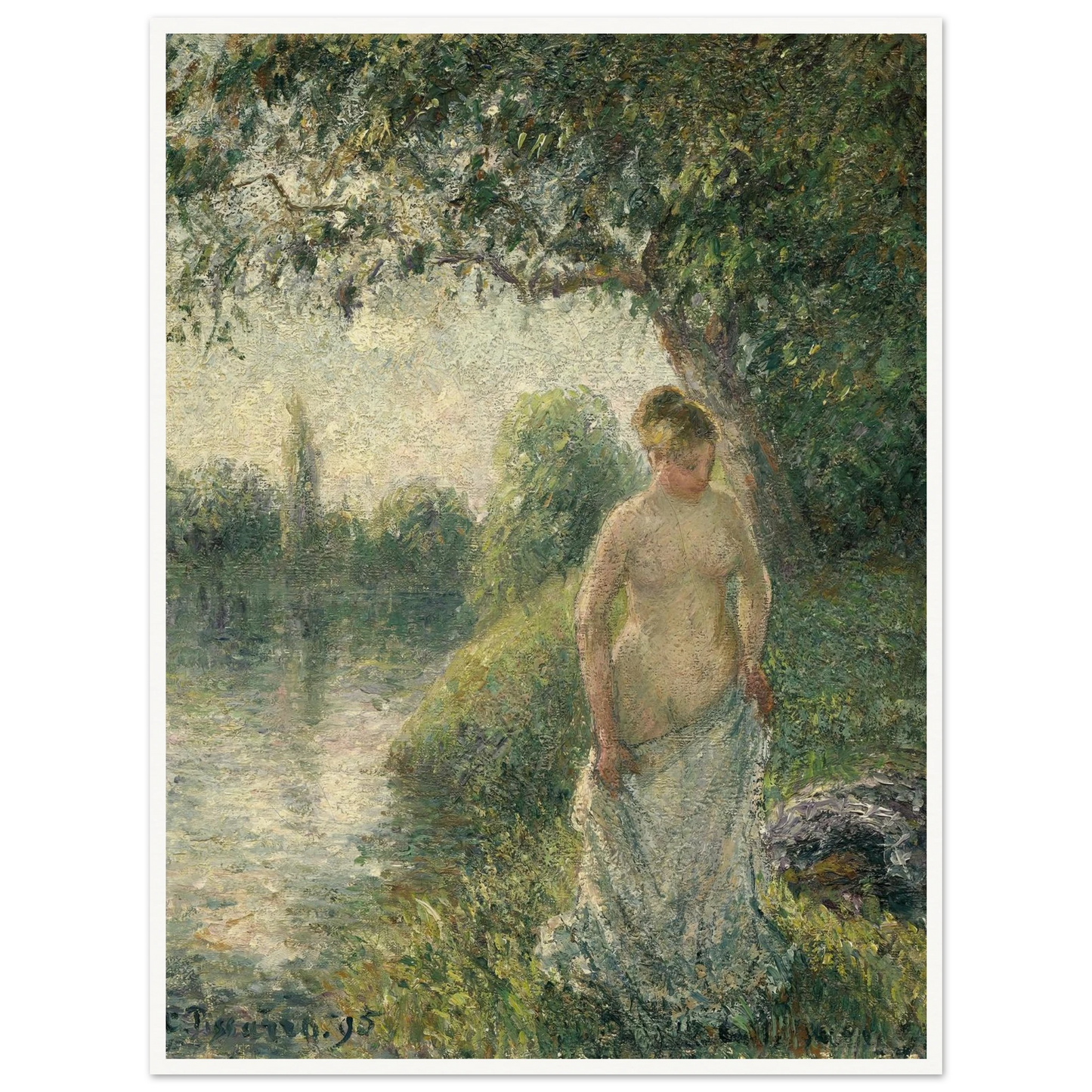 The Bather (1895) Art Print | Camille Pissarro - Framed Poster - 30x40 cm / 12x16″ - Black frame