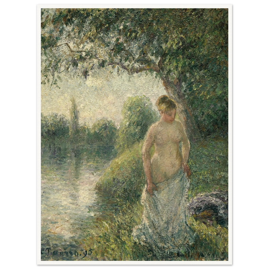The Bather (1895) Art Print | Camille Pissarro - Framed Poster - 30x40 cm / 12x16″ - Black frame
