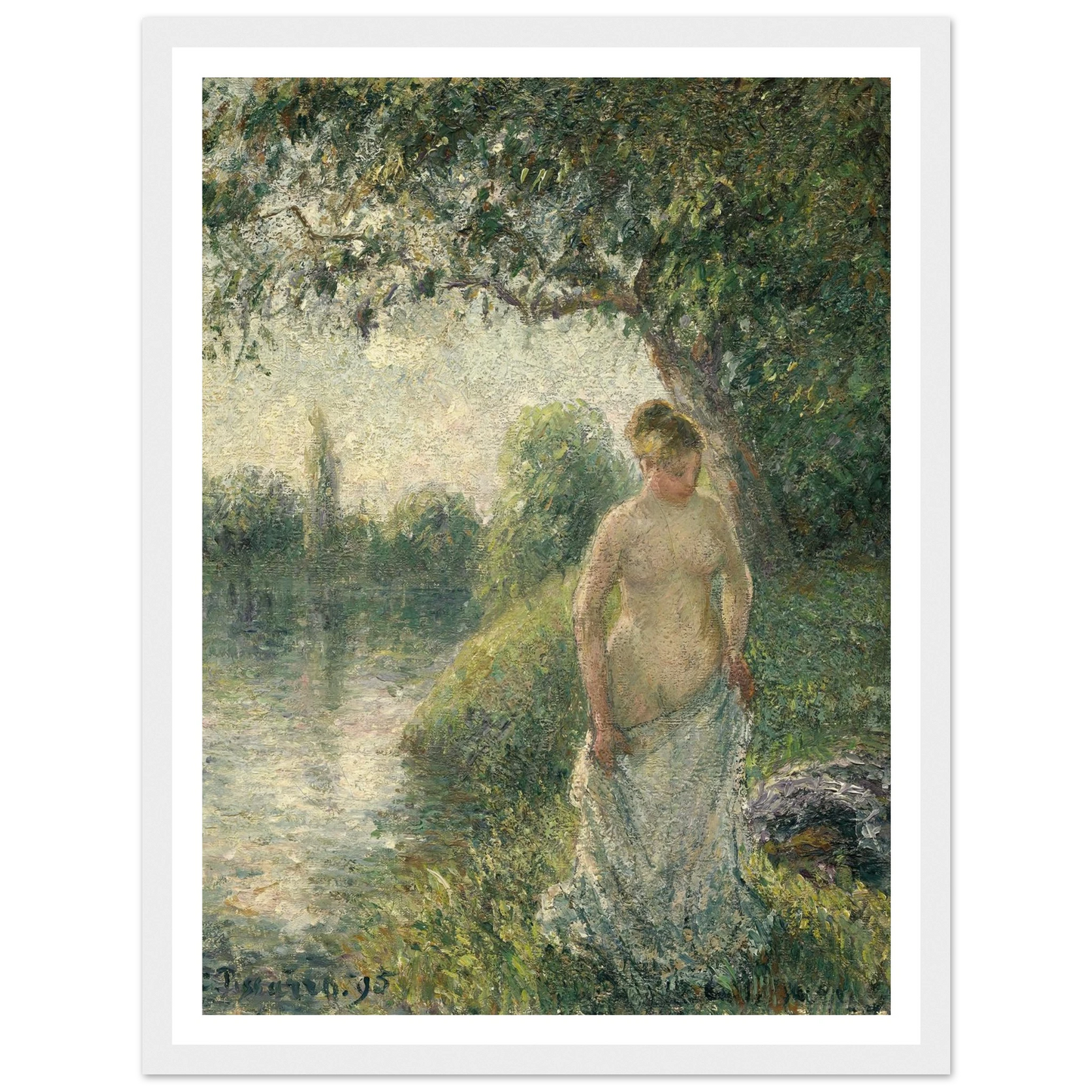The Bather (1895) Art Print | Camille Pissarro - Framed Poster - 30x40 cm / 12x16″ - Black frame