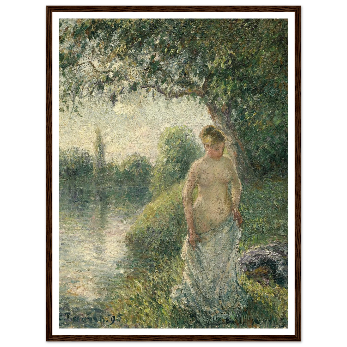 The Bather (1895) Art Print | Camille Pissarro - Framed Poster - 30x40 cm / 12x16″ - Black frame