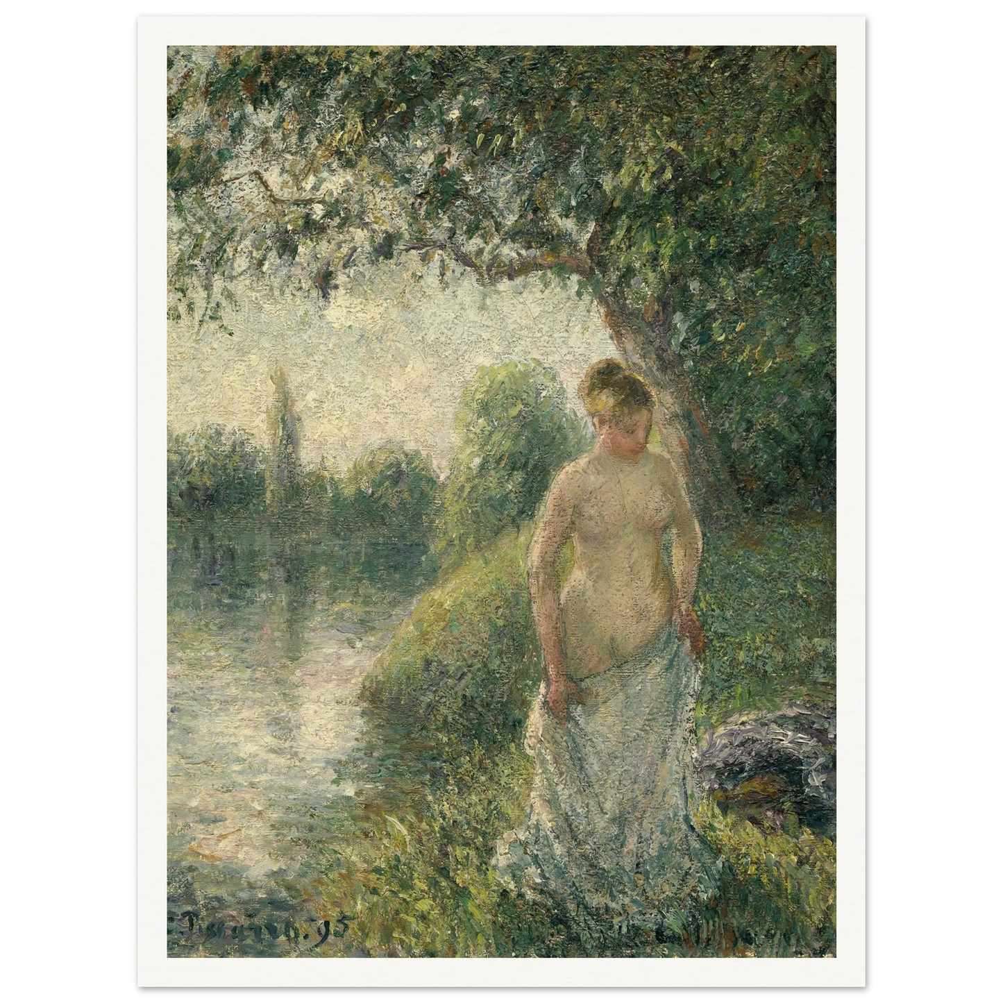 The Bather (1895) Art Print | Camille Pissarro - Framed Poster - 30x40 cm / 12x16″ - Black frame