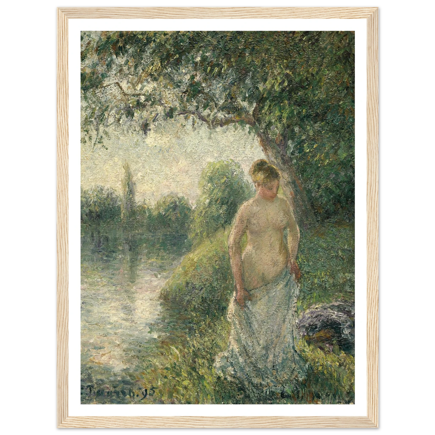 The Bather (1895) Art Print | Camille Pissarro - Framed Poster - 30x40 cm / 12x16″ - Black frame