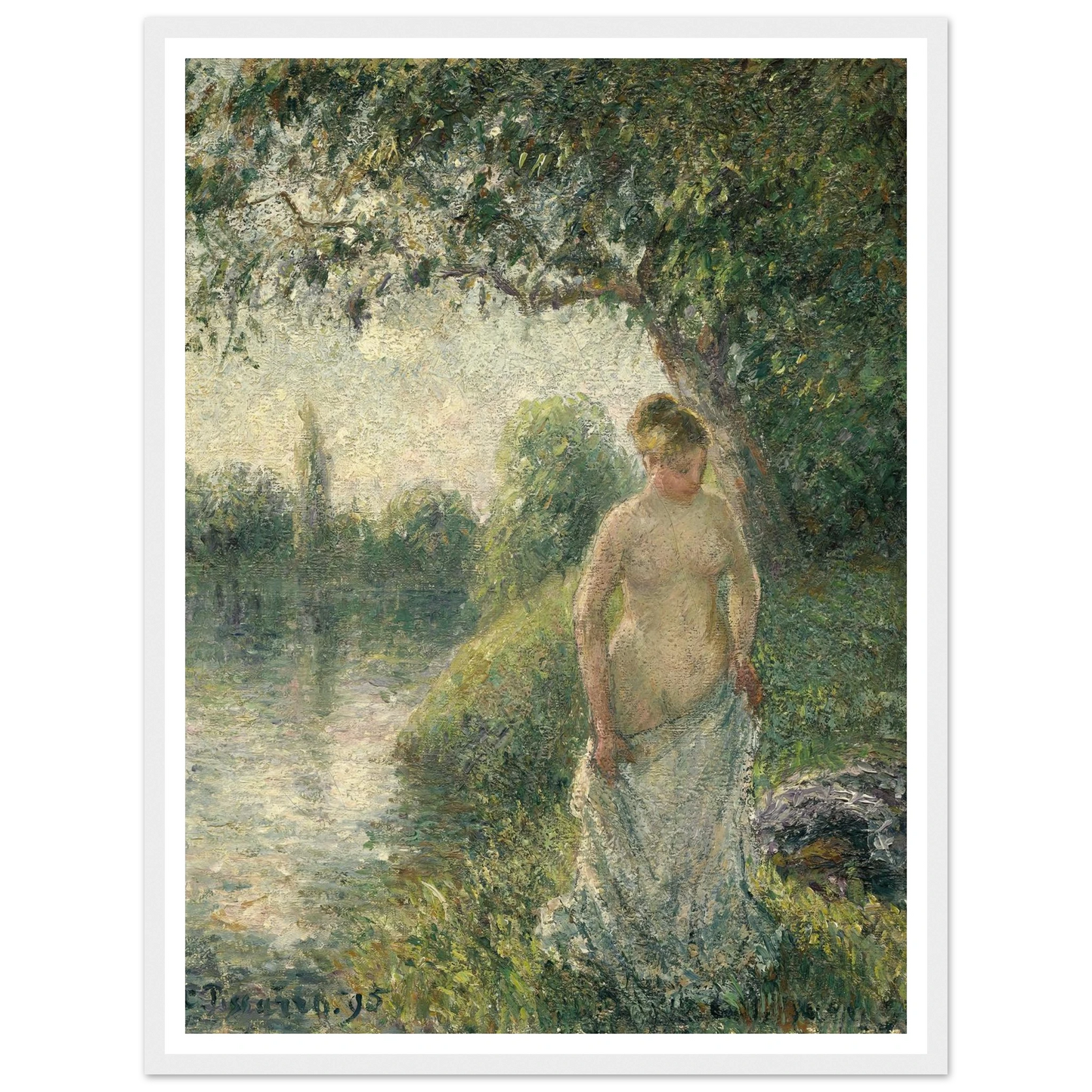 The Bather (1895) Art Print | Camille Pissarro - Framed Poster - 30x40 cm / 12x16″ - Black frame