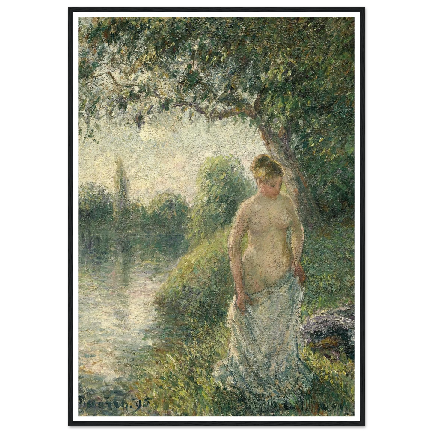 The Bather (1895) Art Print | Camille Pissarro - Framed Poster - 30x40 cm / 12x16″ - Black frame
