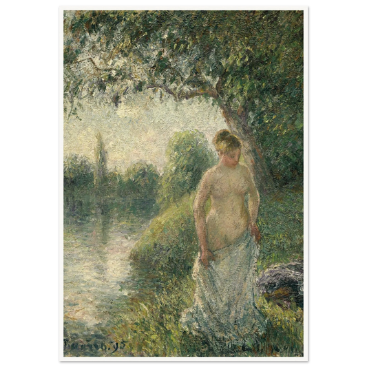 The Bather (1895) Art Print | Camille Pissarro - Framed Poster - 30x40 cm / 12x16″ - Black frame