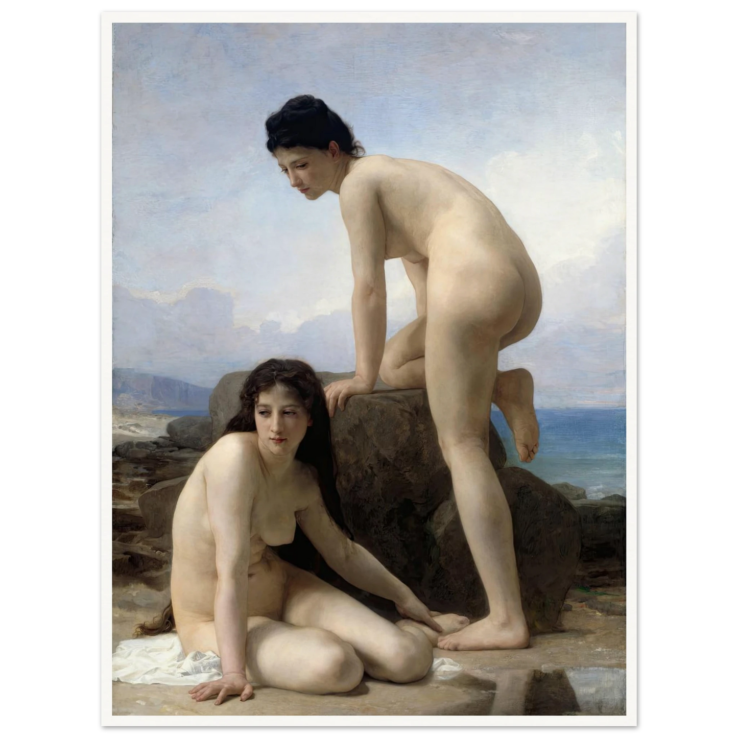 The Bathers (1884) Art Print | William Bouguereau - Framed Poster - 30x40 cm / 12x16″ - Black frame