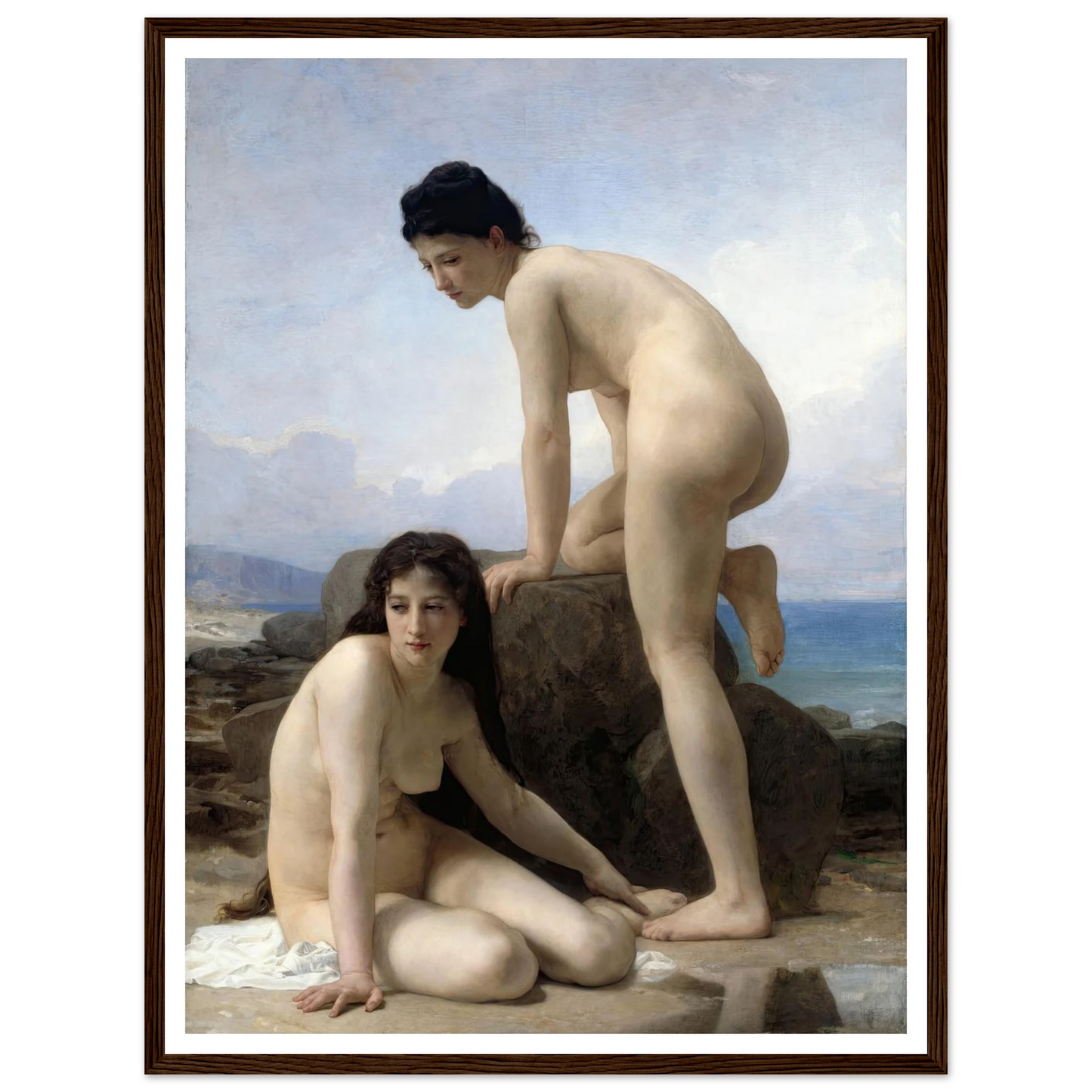 The Bathers (1884) Art Print | William Bouguereau - Framed Poster - 30x40 cm / 12x16″ - Black frame