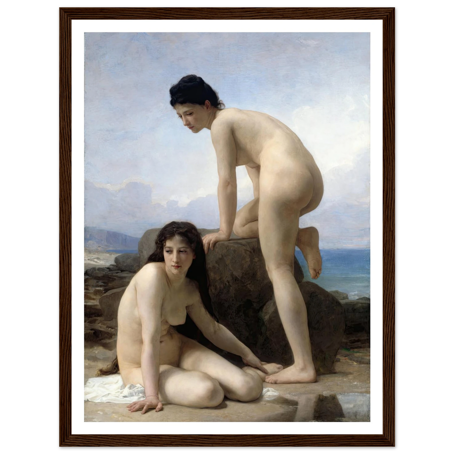 The Bathers (1884) Art Print | William Bouguereau - Framed Poster - 30x40 cm / 12x16″ - Black frame