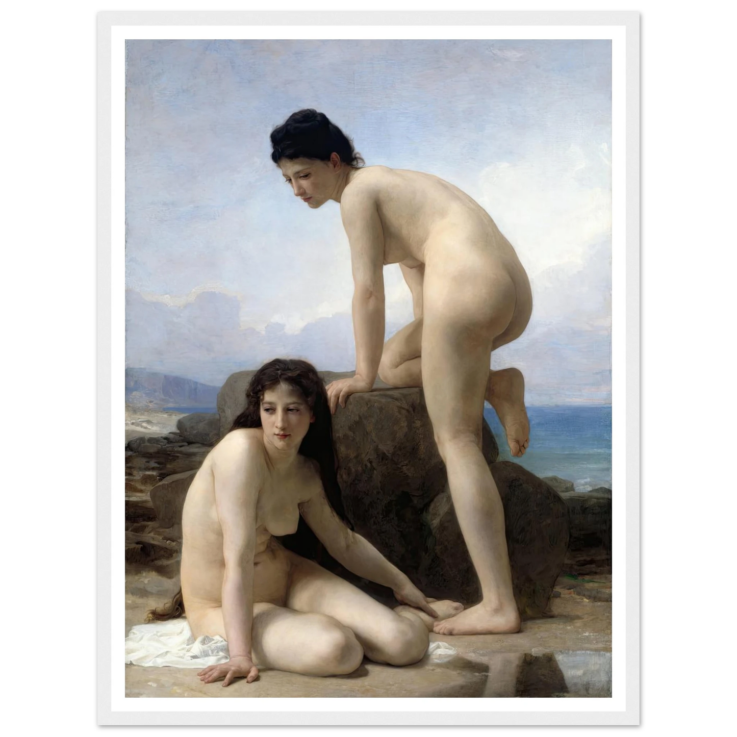 The Bathers (1884) Art Print | William Bouguereau - Framed Poster - 30x40 cm / 12x16″ - Black frame