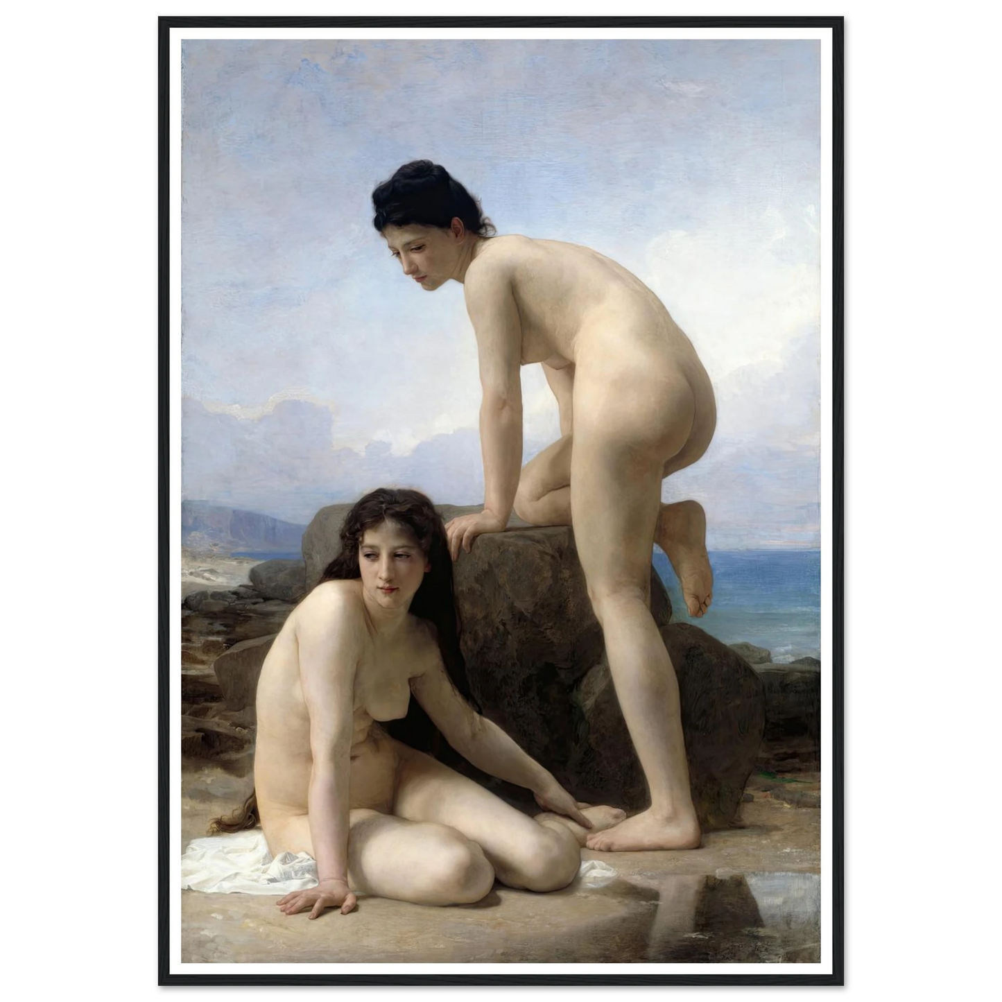 The Bathers (1884) Art Print | William Bouguereau - Framed Poster - 30x40 cm / 12x16″ - Black frame
