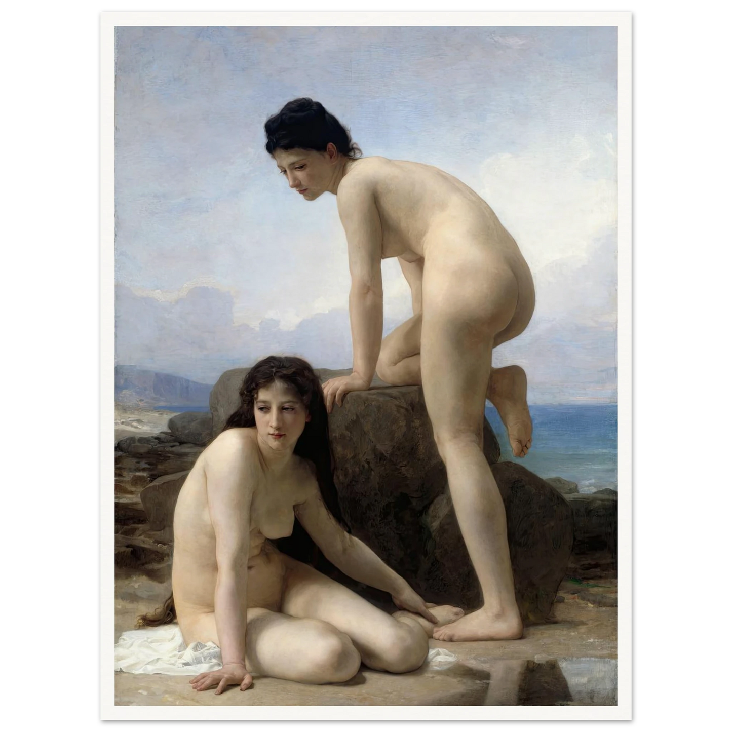The Bathers (1884) Art Print | William Bouguereau - Framed Poster - 30x40 cm / 12x16″ - Black frame