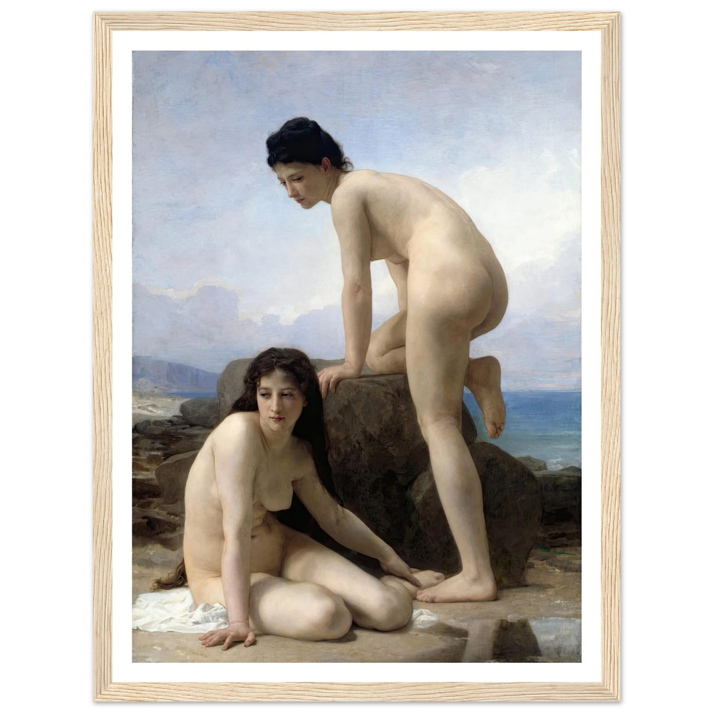 The Bathers (1884) Art Print | William Bouguereau - Framed Poster - 30x40 cm / 12x16″ - Black frame