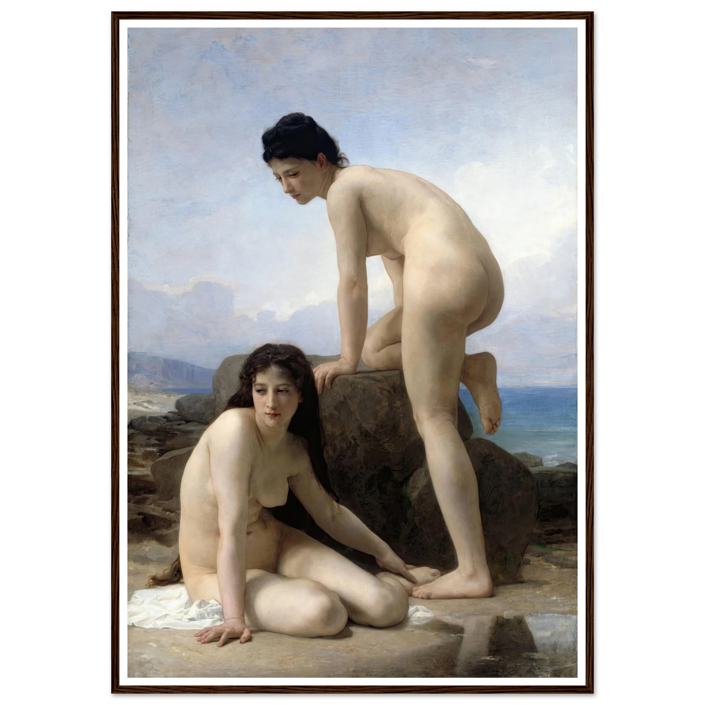 The Bathers (1884) Art Print | William Bouguereau - Framed Poster - 30x40 cm / 12x16″ - Black frame