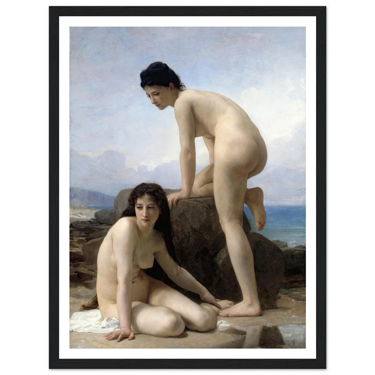 The Bathers (1884) Art Print | William Bouguereau - Framed Poster - 30x40 cm / 12x16″ - Black frame