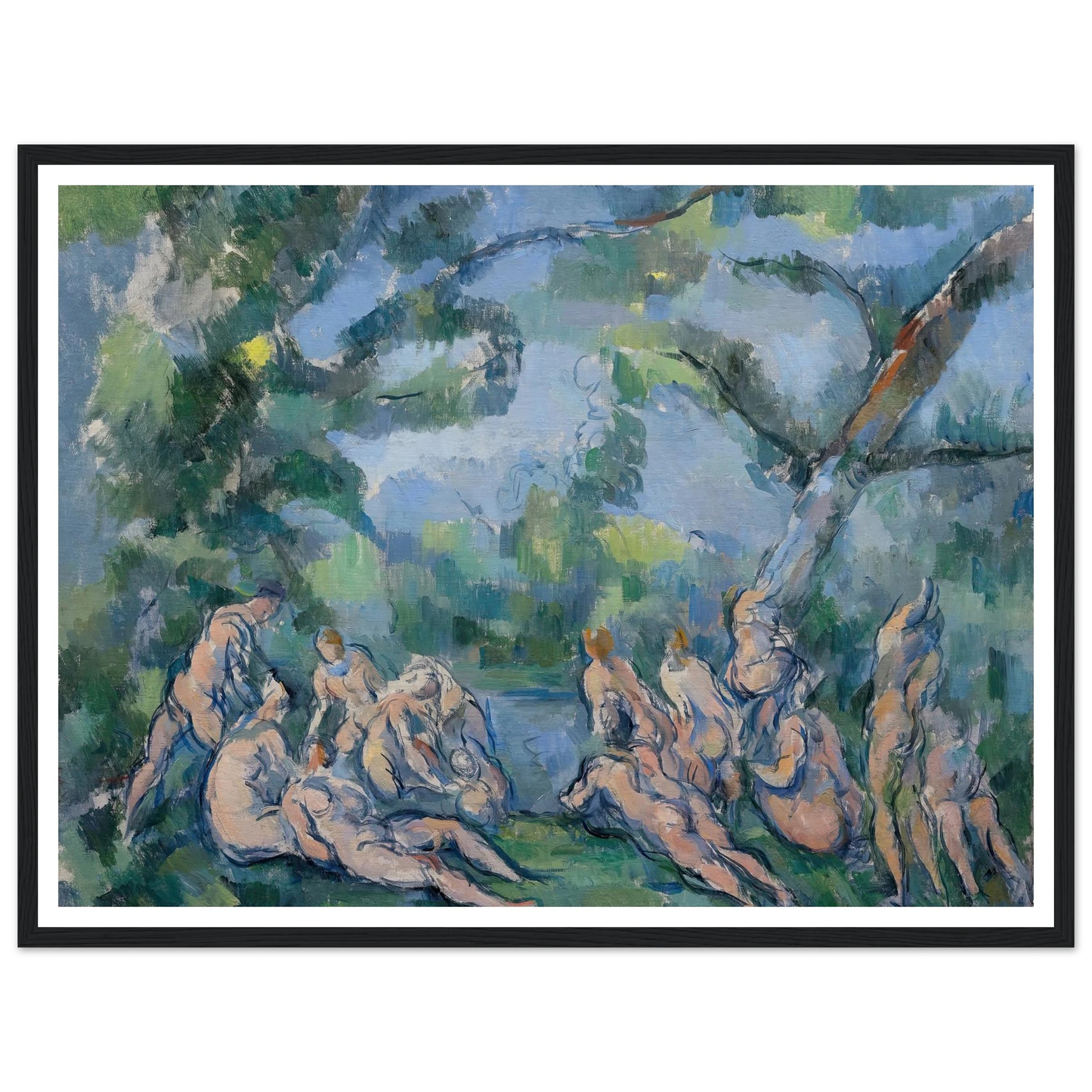 The Bathers (1899) Art Print | Paul Cezanne - Framed Poster - 30x40 cm / 12x16″ - Black frame