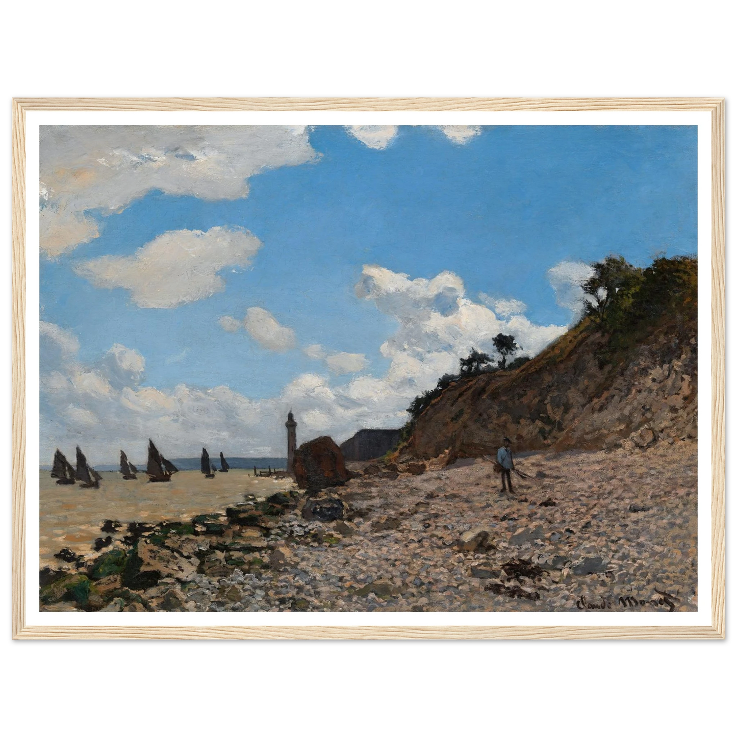 The Beach at Honfleur (1864-1866) Art Print | Claude Monet - Framed Poster - 30x40 cm / 12x16″ - Black frame