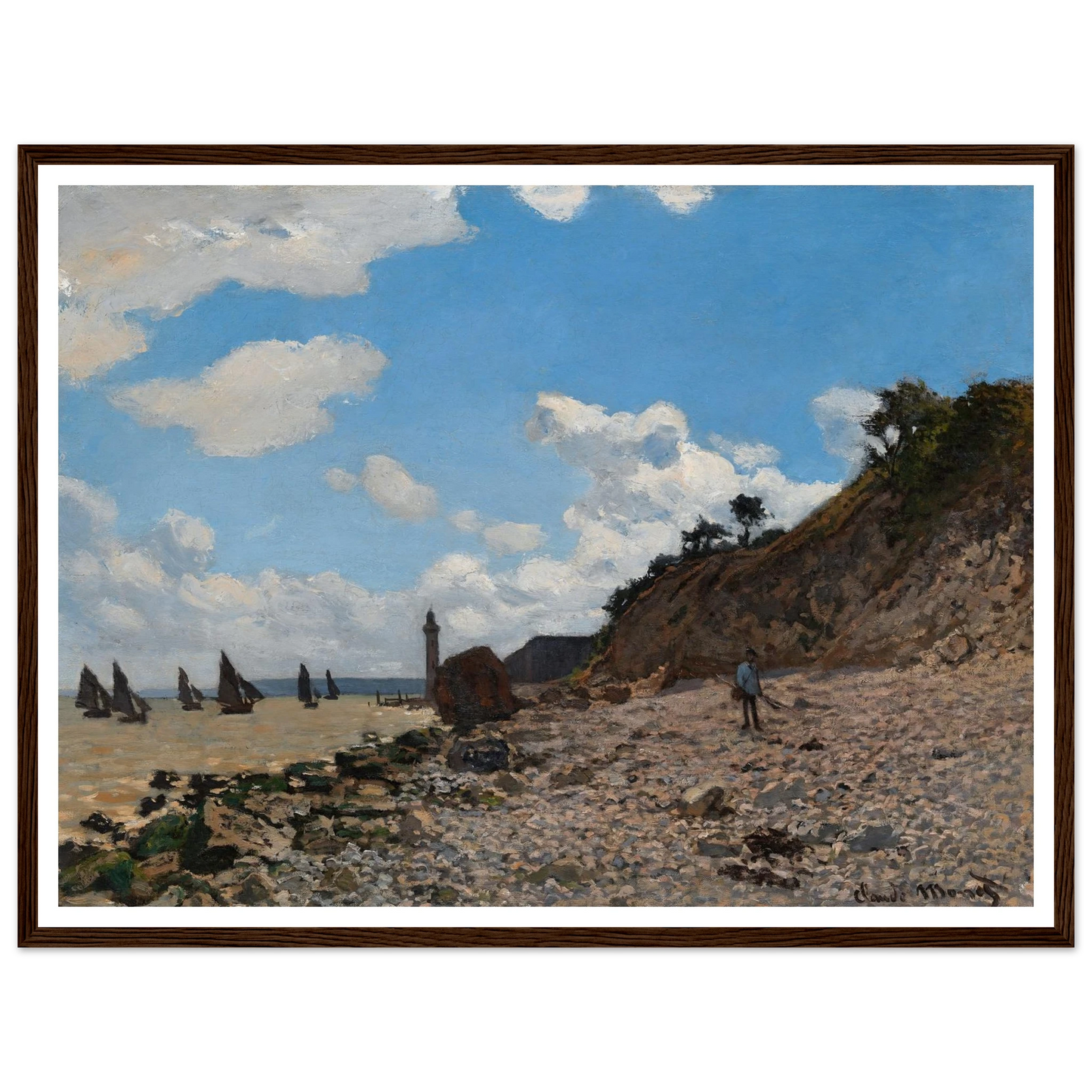 The Beach at Honfleur (1864-1866) Art Print | Claude Monet - Framed Poster - 30x40 cm / 12x16″ - Black frame