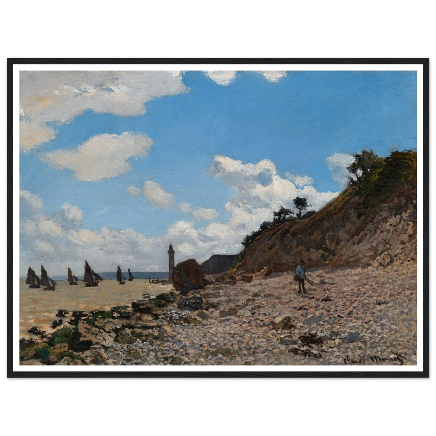 The Beach at Honfleur (1864-1866) Art Print | Claude Monet - Framed Poster - 30x40 cm / 12x16″ - Black frame