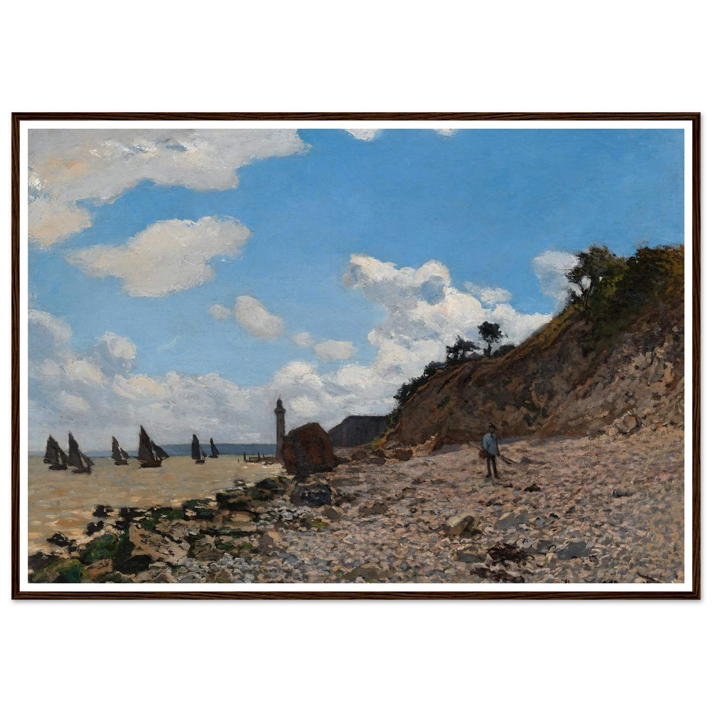 The Beach at Honfleur (1864-1866) Art Print | Claude Monet - Framed Poster - 30x40 cm / 12x16″ - Black frame