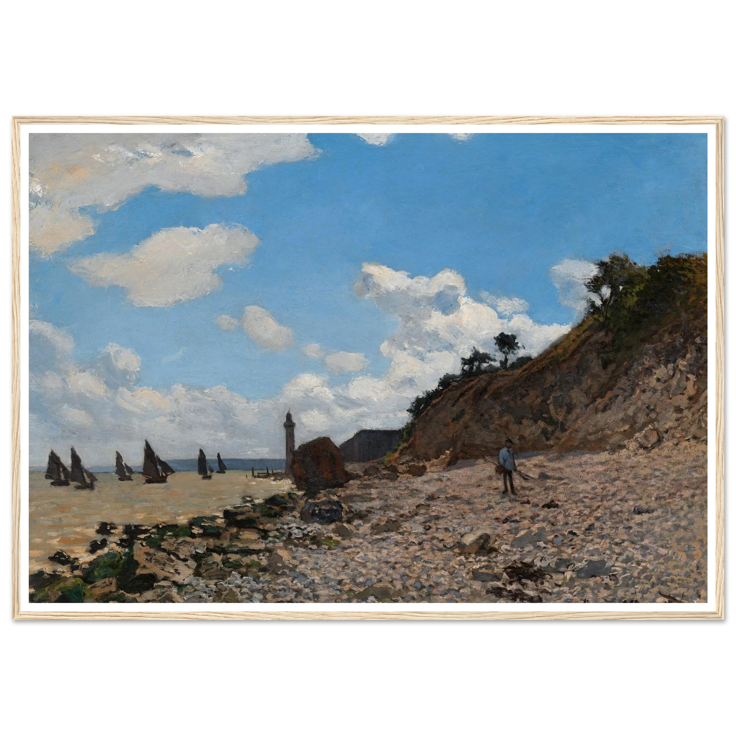 The Beach at Honfleur (1864-1866) Art Print | Claude Monet - Framed Poster - 30x40 cm / 12x16″ - Black frame