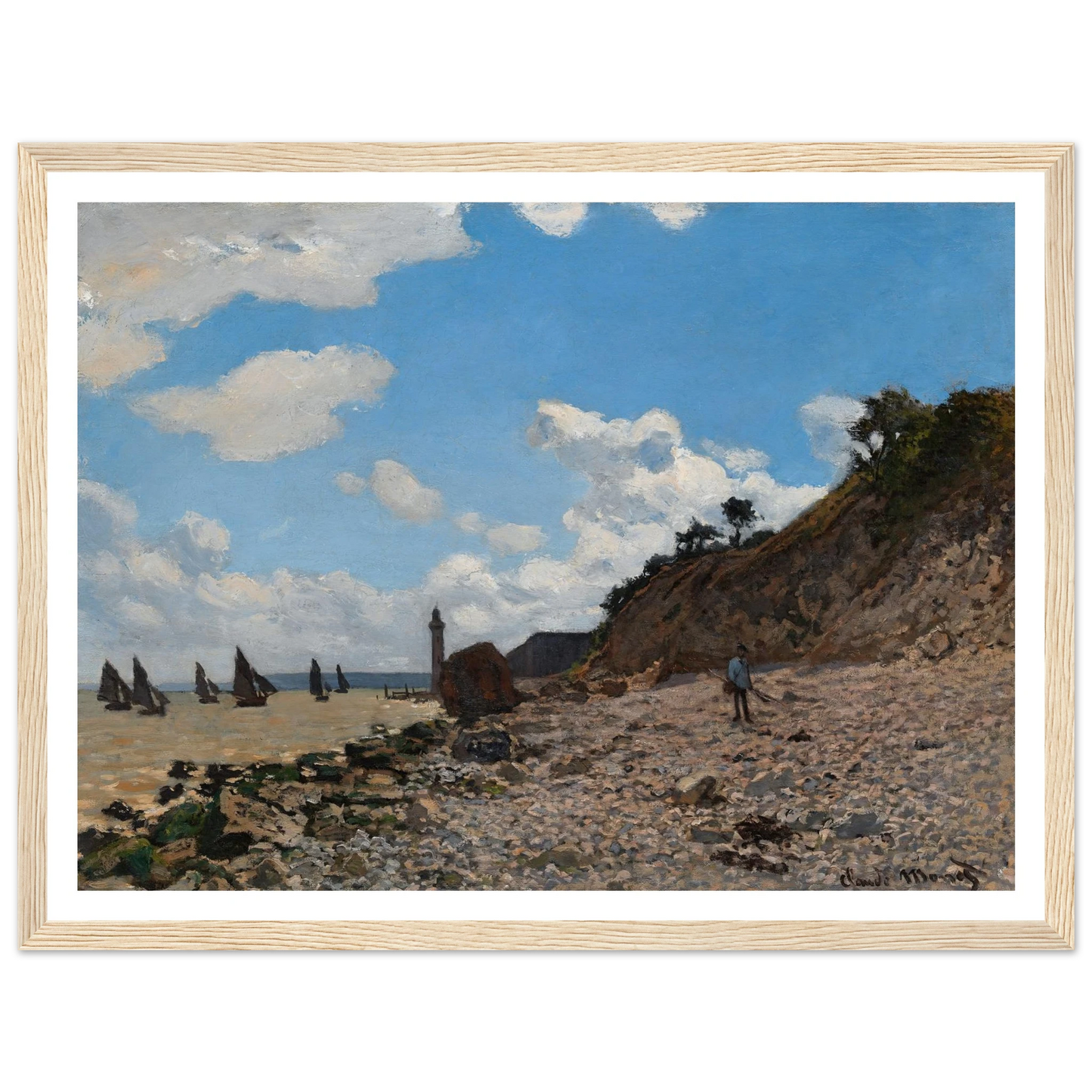 The Beach at Honfleur (1864-1866) Art Print | Claude Monet - Framed Poster - 30x40 cm / 12x16″ - Black frame