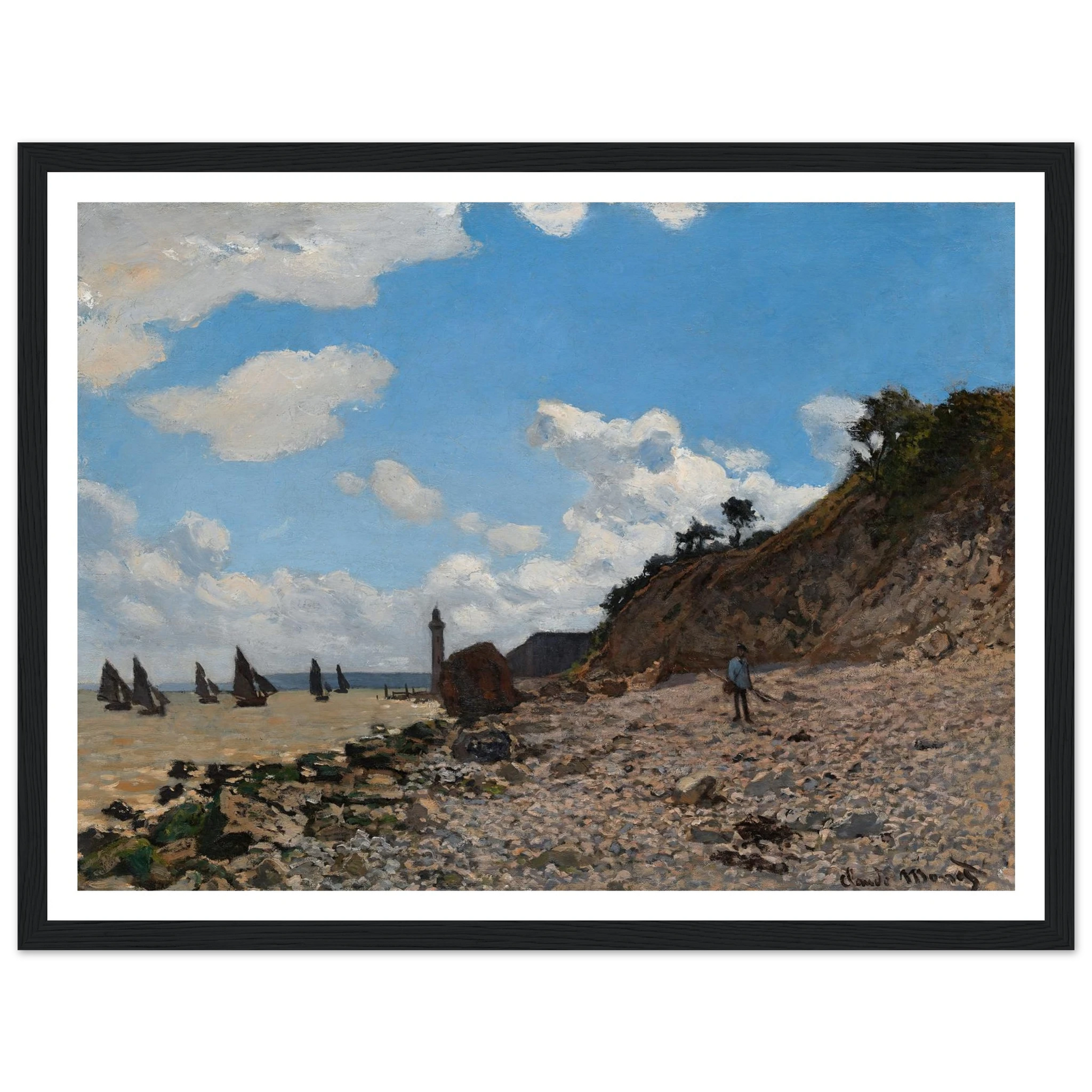The Beach at Honfleur (1864-1866) Art Print | Claude Monet - Framed Poster - 30x40 cm / 12x16″ - Black frame