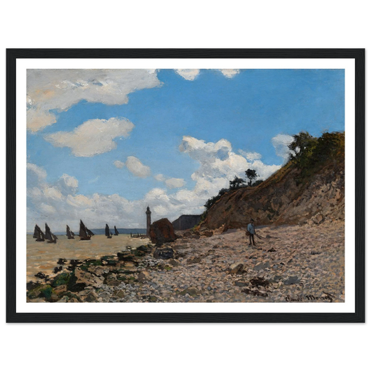 The Beach at Honfleur (1864-1866) Art Print | Claude Monet - Framed Poster - 30x40 cm / 12x16″ - Black frame