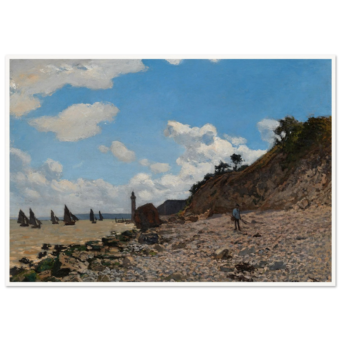 The Beach at Honfleur (1864-1866) Art Print | Claude Monet - Framed Poster - 30x40 cm / 12x16″ - Black frame