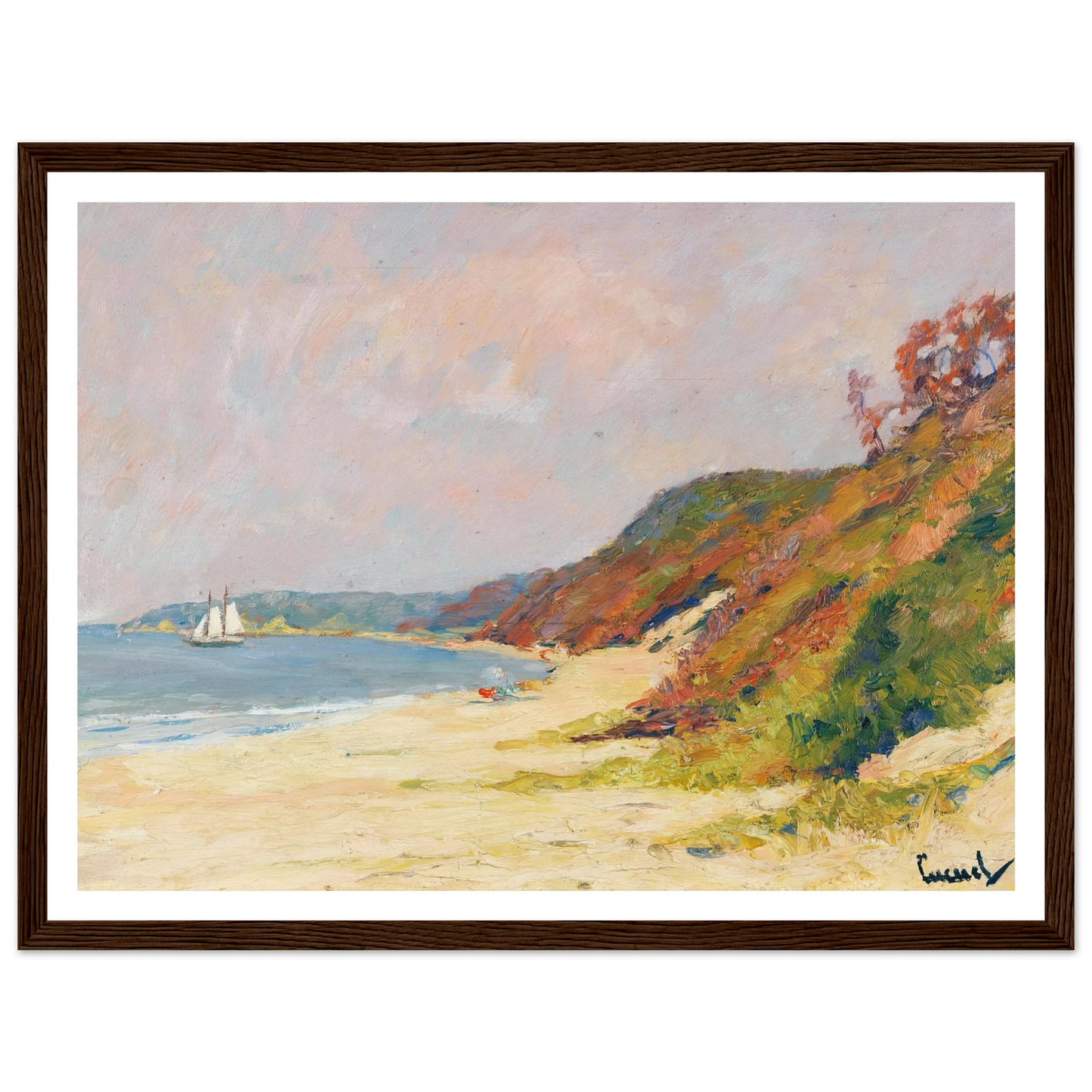 The Beach at Rocky Point, Long Island (1930) Art Print | Edward Cucuel - Framed Poster - 30x40 cm / 12x16″ - Black frame