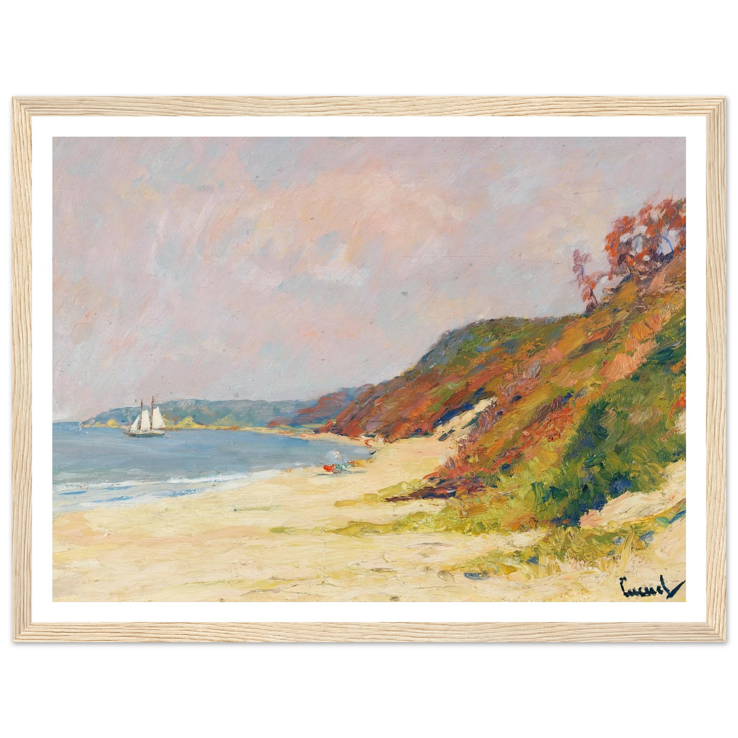The Beach at Rocky Point, Long Island (1930) Art Print | Edward Cucuel - Framed Poster - 30x40 cm / 12x16″ - Black frame