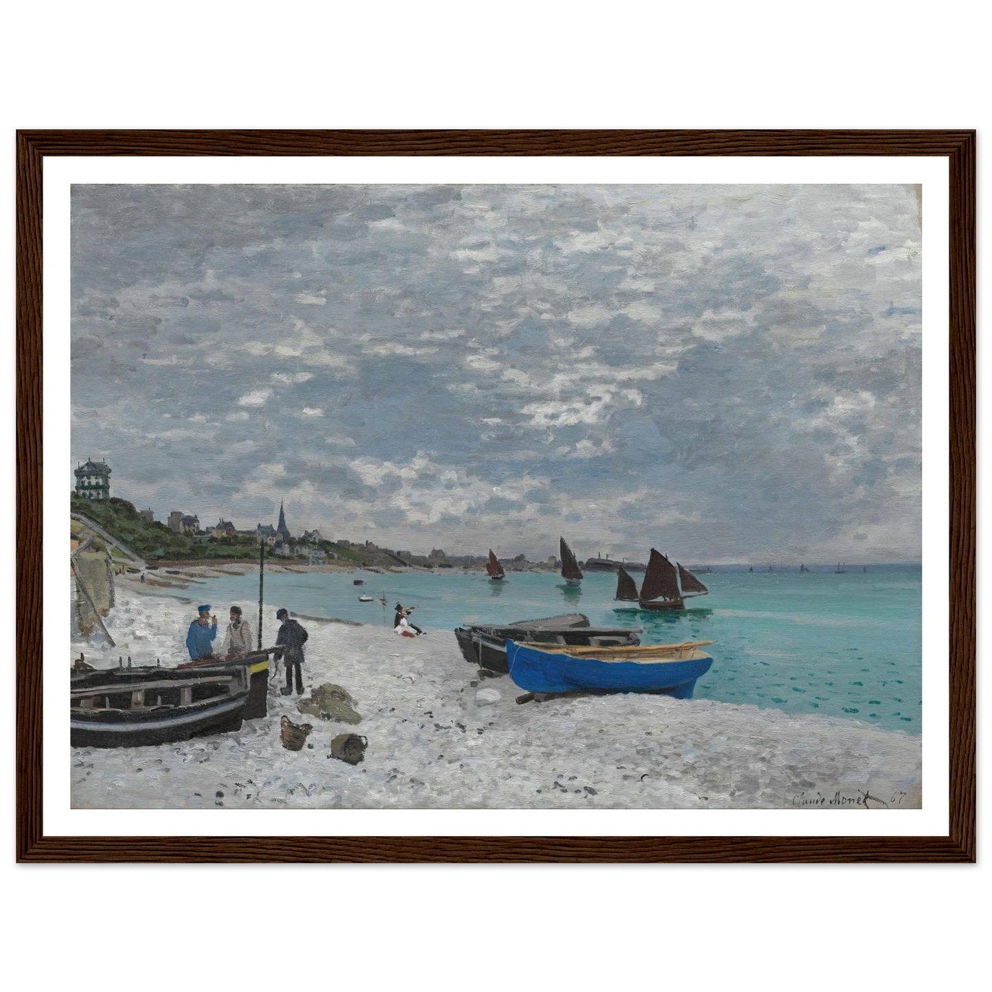 The Beach at Sainte-Adresse (1867) Art Print | Claude Monet - Framed Poster - 30x40 cm / 12x16″ - Black frame