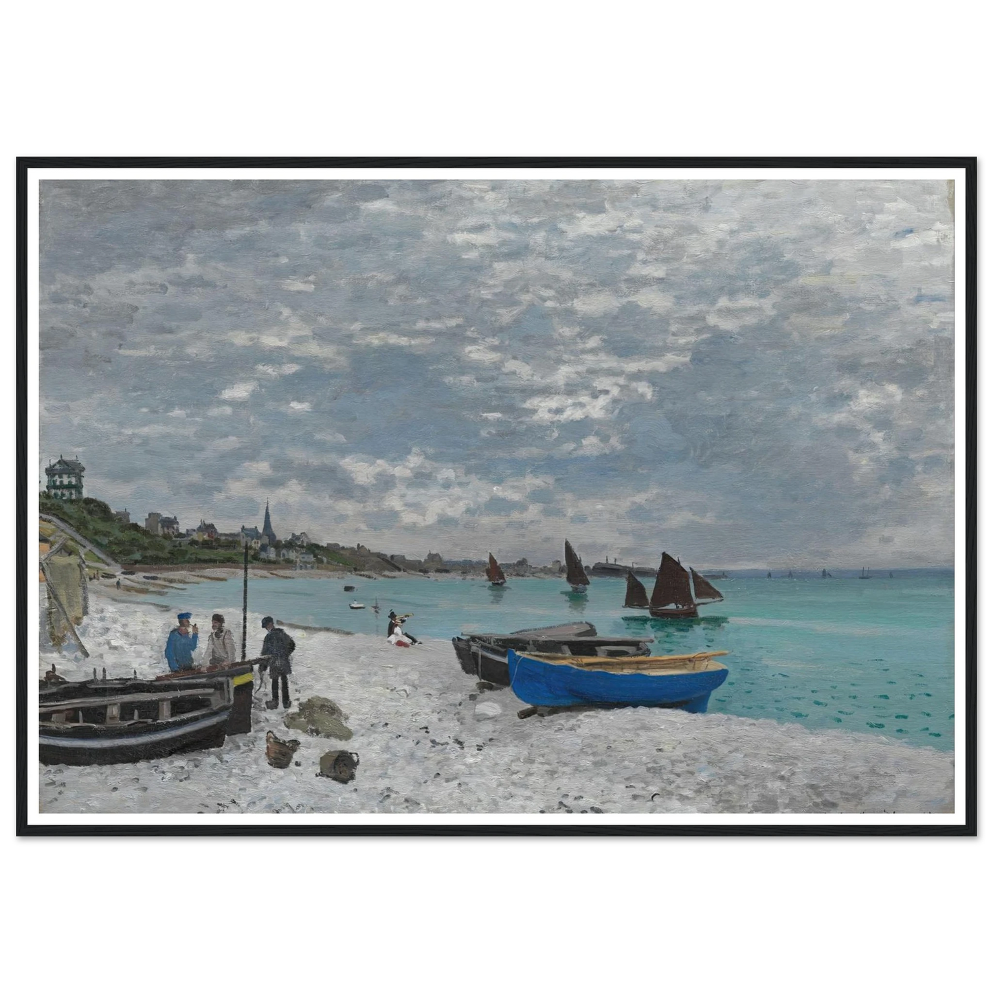 The Beach at Sainte-Adresse (1867) Art Print | Claude Monet - Framed Poster - 30x40 cm / 12x16″ - Black frame
