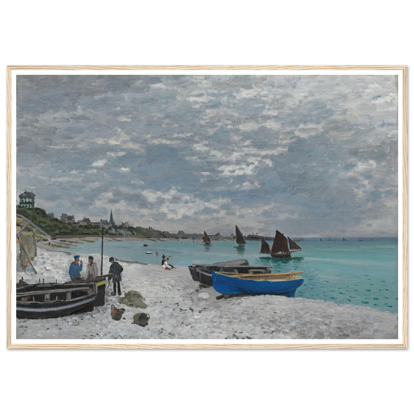 The Beach at Sainte-Adresse (1867) Art Print | Claude Monet - Framed Poster - 30x40 cm / 12x16″ - Black frame