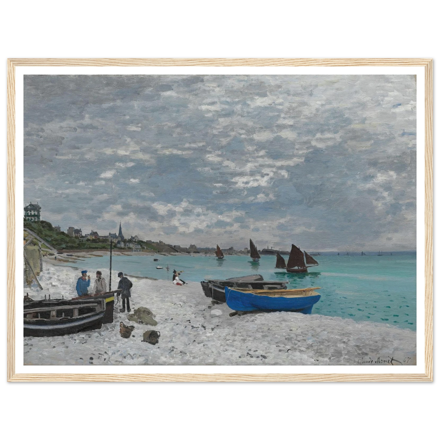 The Beach at Sainte-Adresse (1867) Art Print | Claude Monet - Framed Poster - 30x40 cm / 12x16″ - Black frame