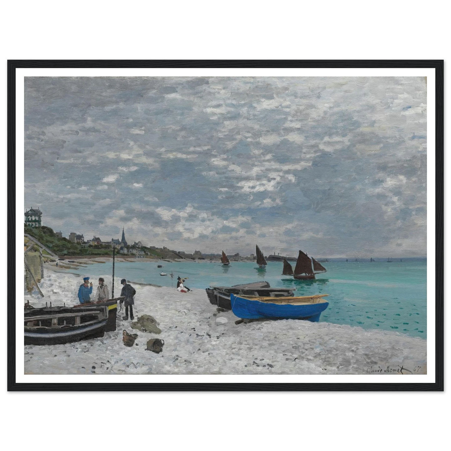 The Beach at Sainte-Adresse (1867) Art Print | Claude Monet - Framed Poster - 30x40 cm / 12x16″ - Black frame