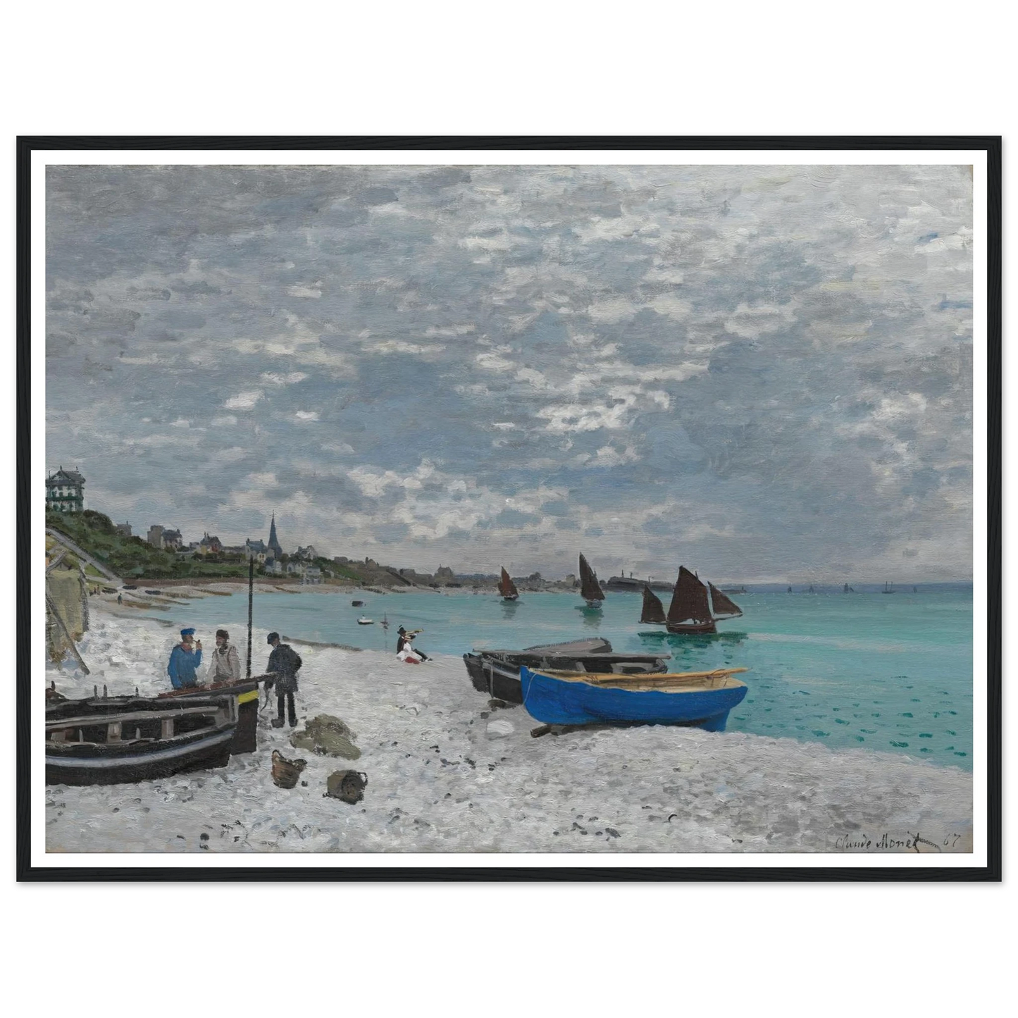 The Beach at Sainte-Adresse (1867) Art Print | Claude Monet - Framed Poster - 30x40 cm / 12x16″ - Black frame